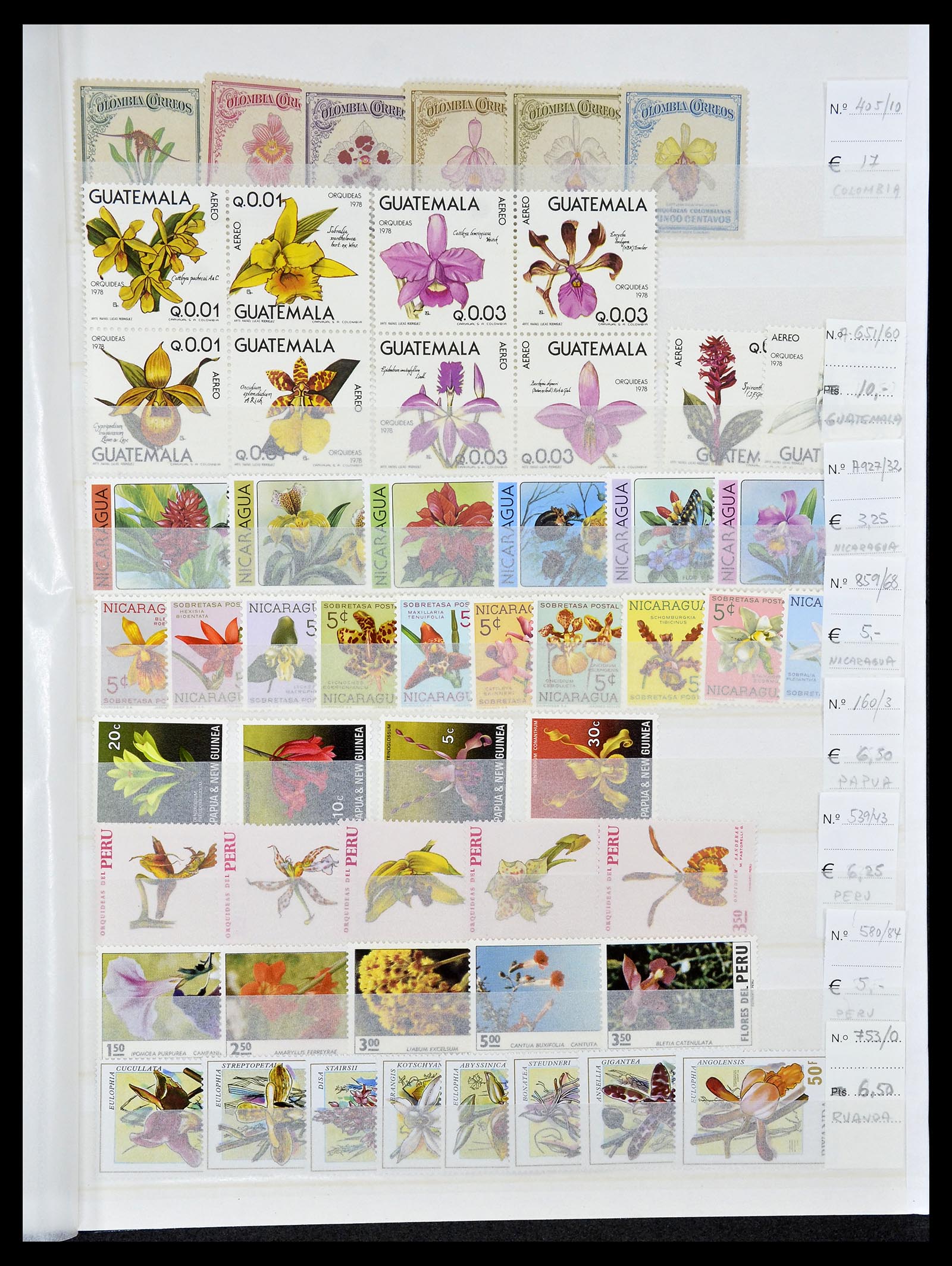 34777 007 - Postzegelverzameling 34777 Orchideeën 1946-2013.