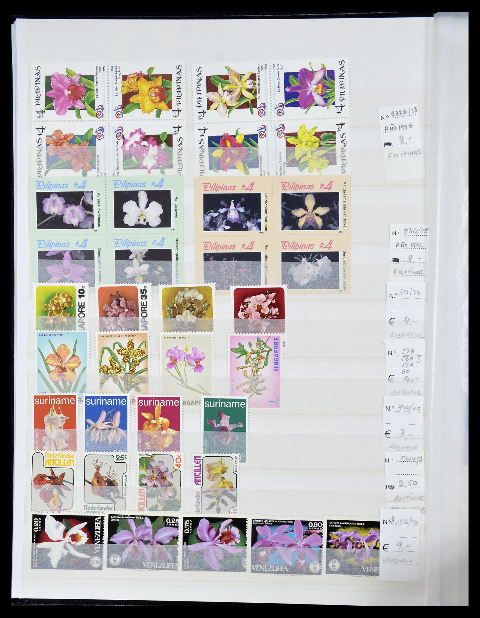 34777 008 - Postzegelverzameling 34777 Orchideeën 1946-2013.