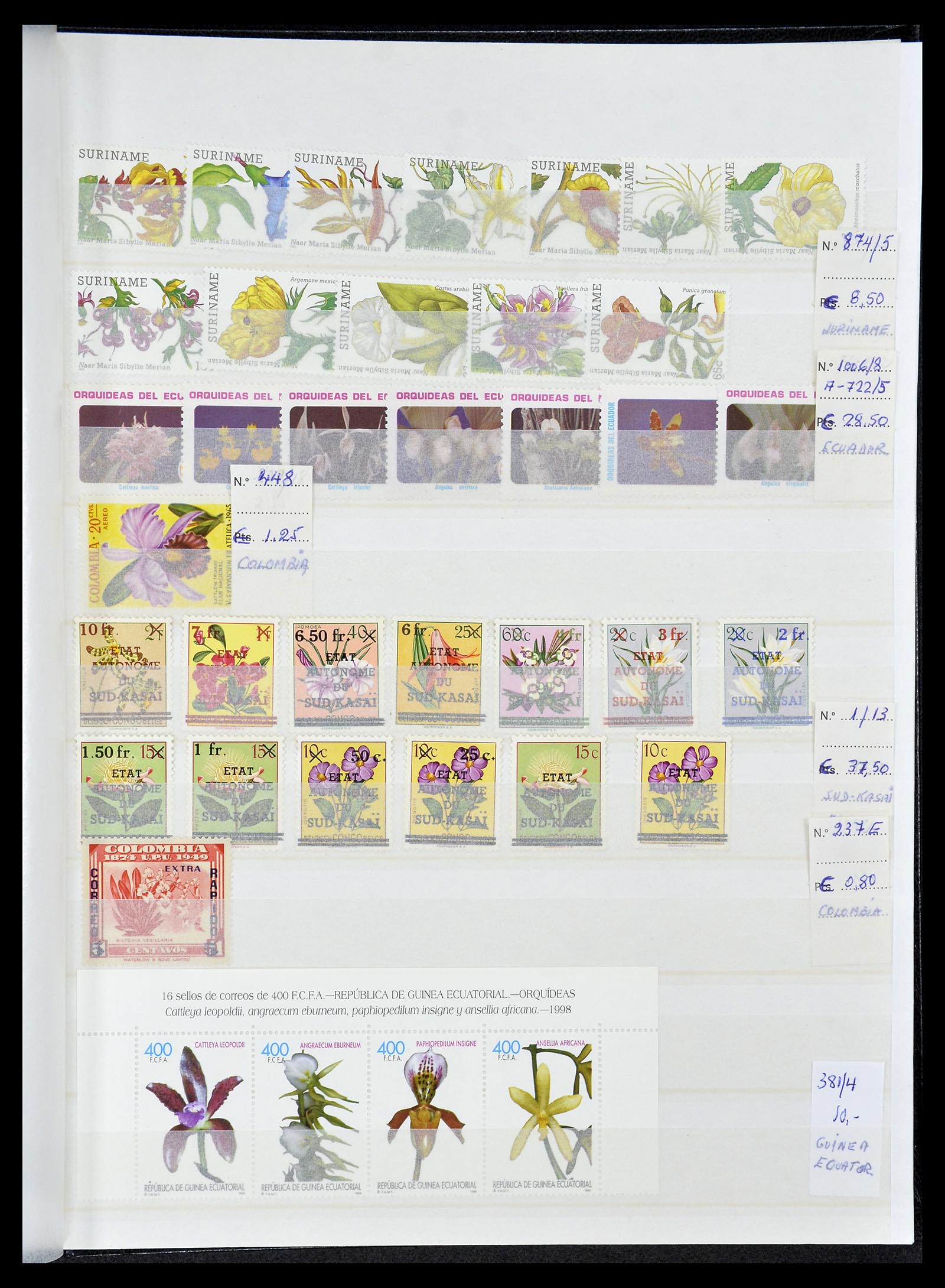 34777 015 - Postzegelverzameling 34777 Orchideeën 1946-2013.