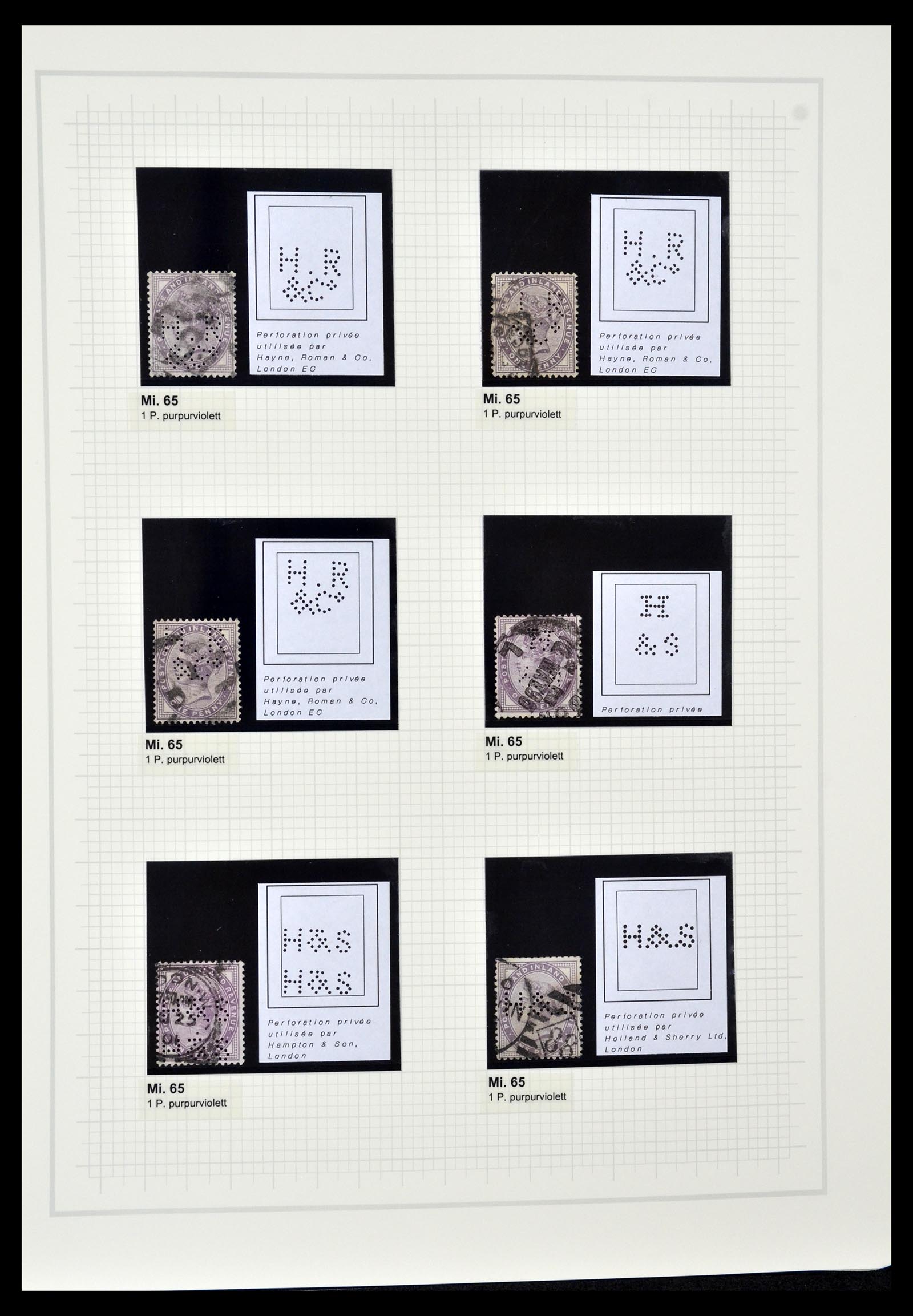 34785 0063 - Postzegelverzameling 34785 Engeland perfins 1890-1960.