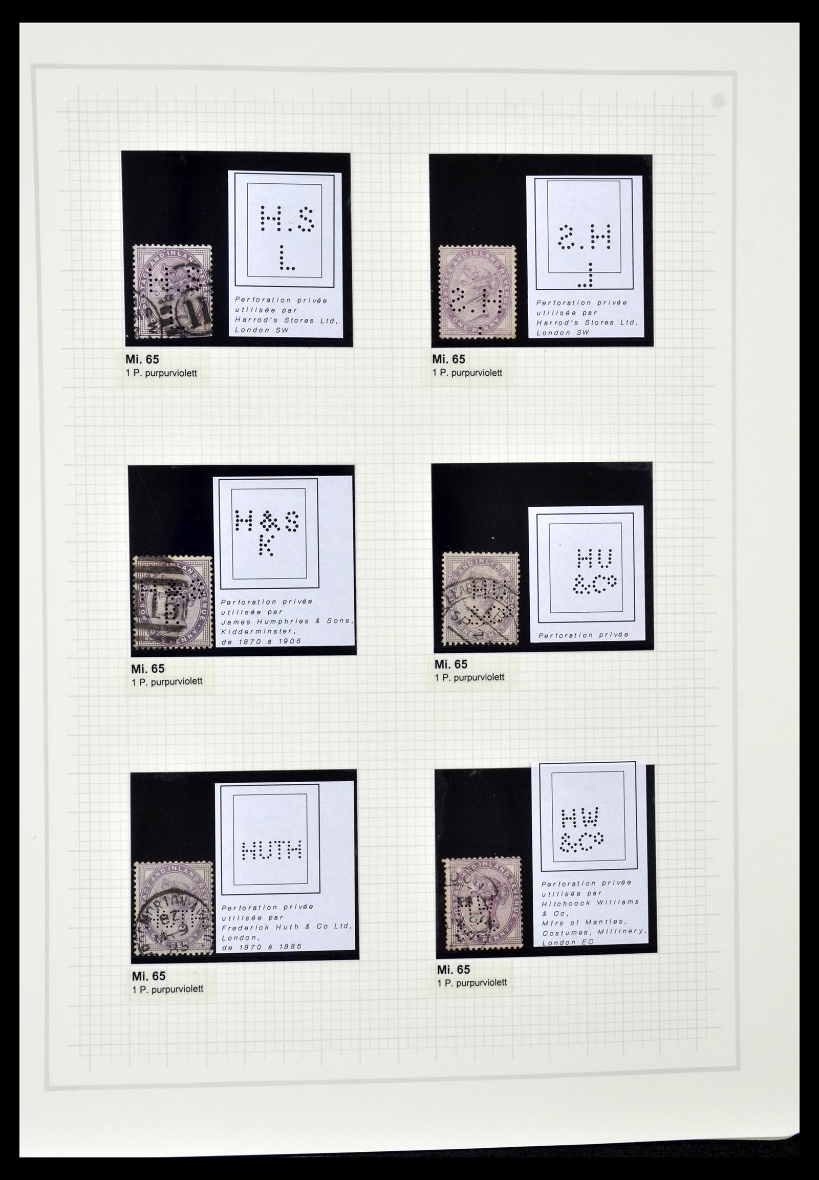 34785 0065 - Stamp Collection 34785 Great Britain perfins 1890-1960.