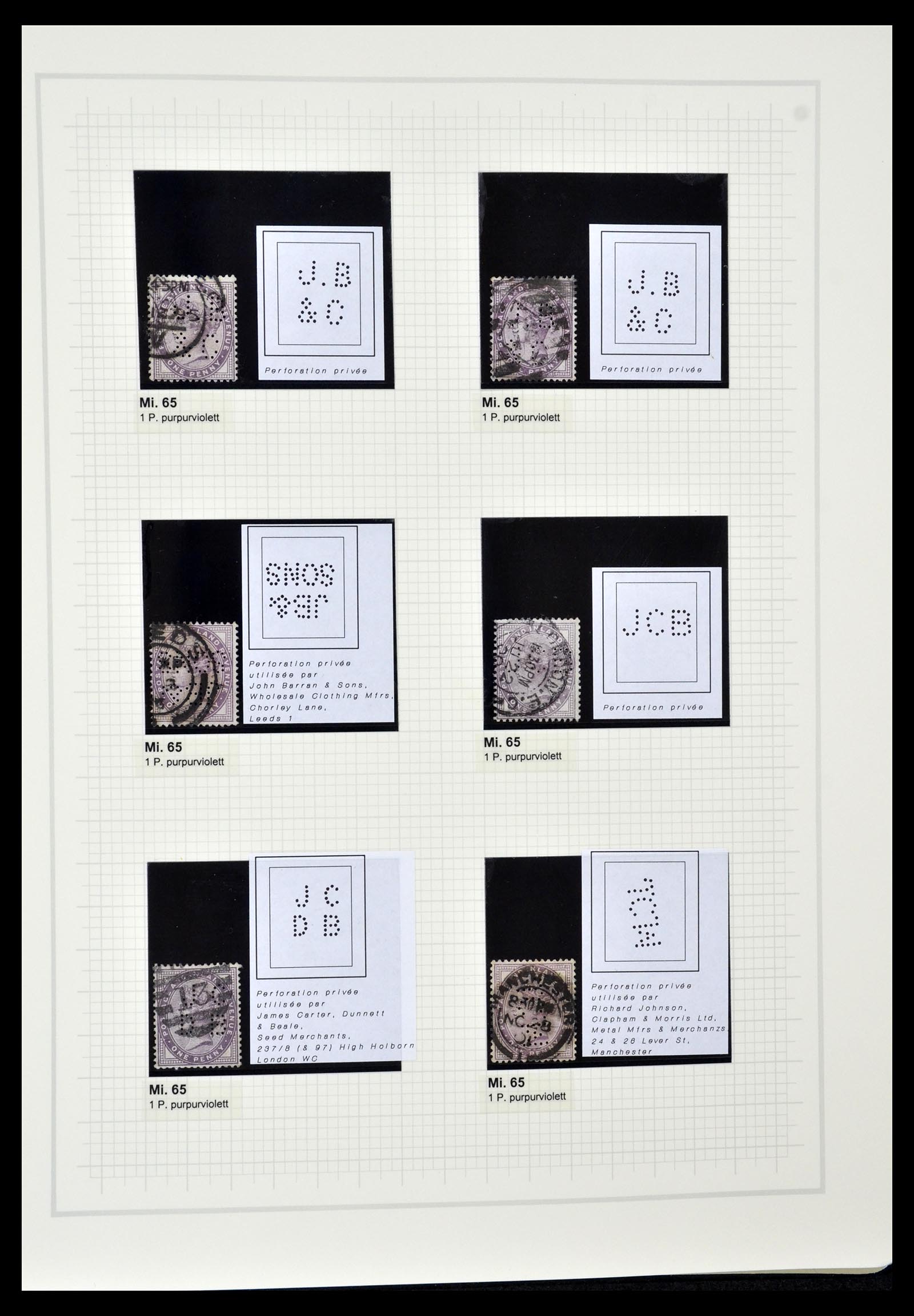 34785 0069 - Stamp Collection 34785 Great Britain perfins 1890-1960.