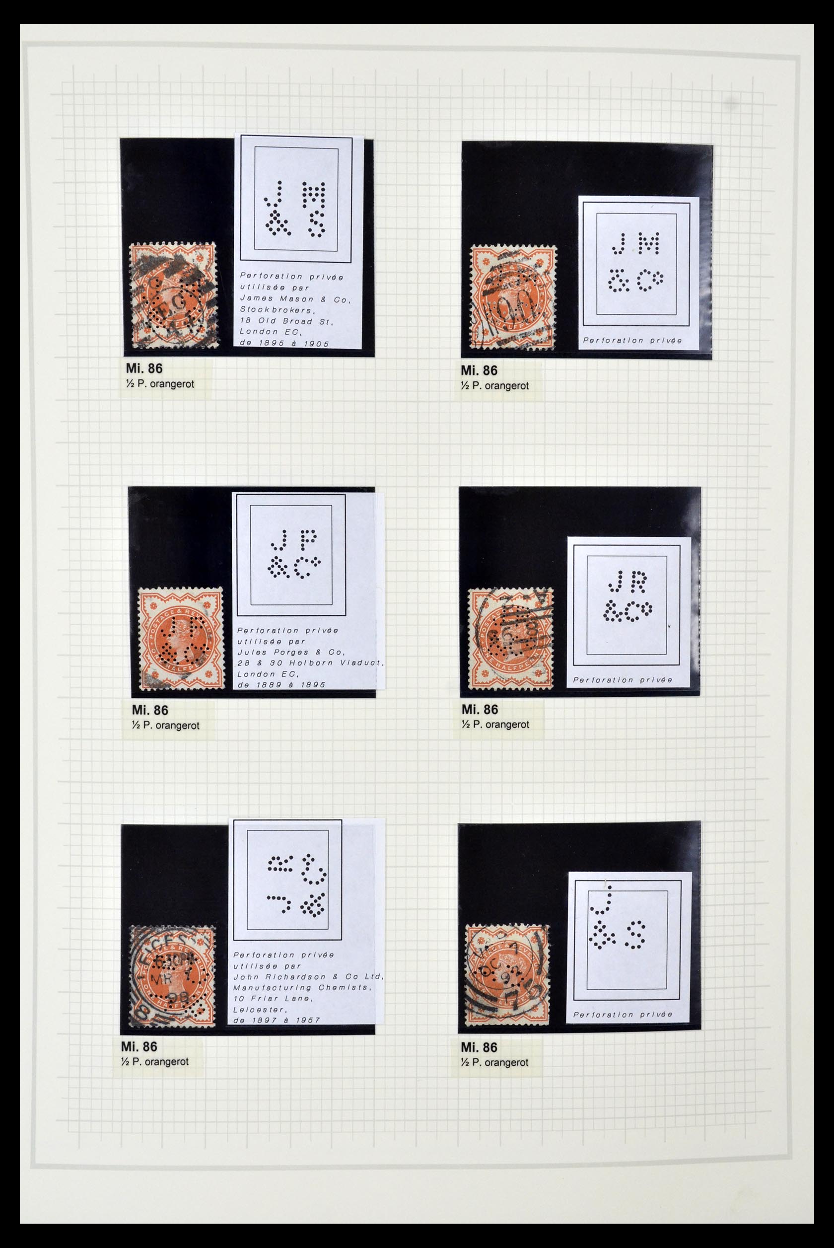 34785 0088 - Postzegelverzameling 34785 Engeland perfins 1890-1960.
