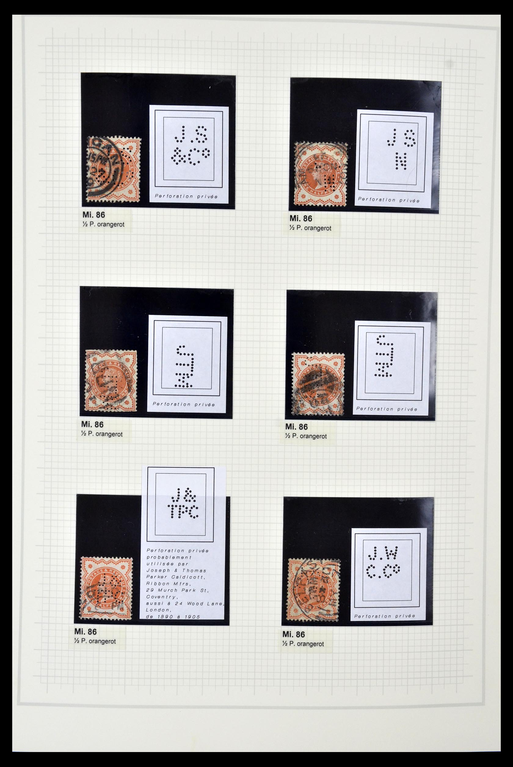 34785 0089 - Postzegelverzameling 34785 Engeland perfins 1890-1960.