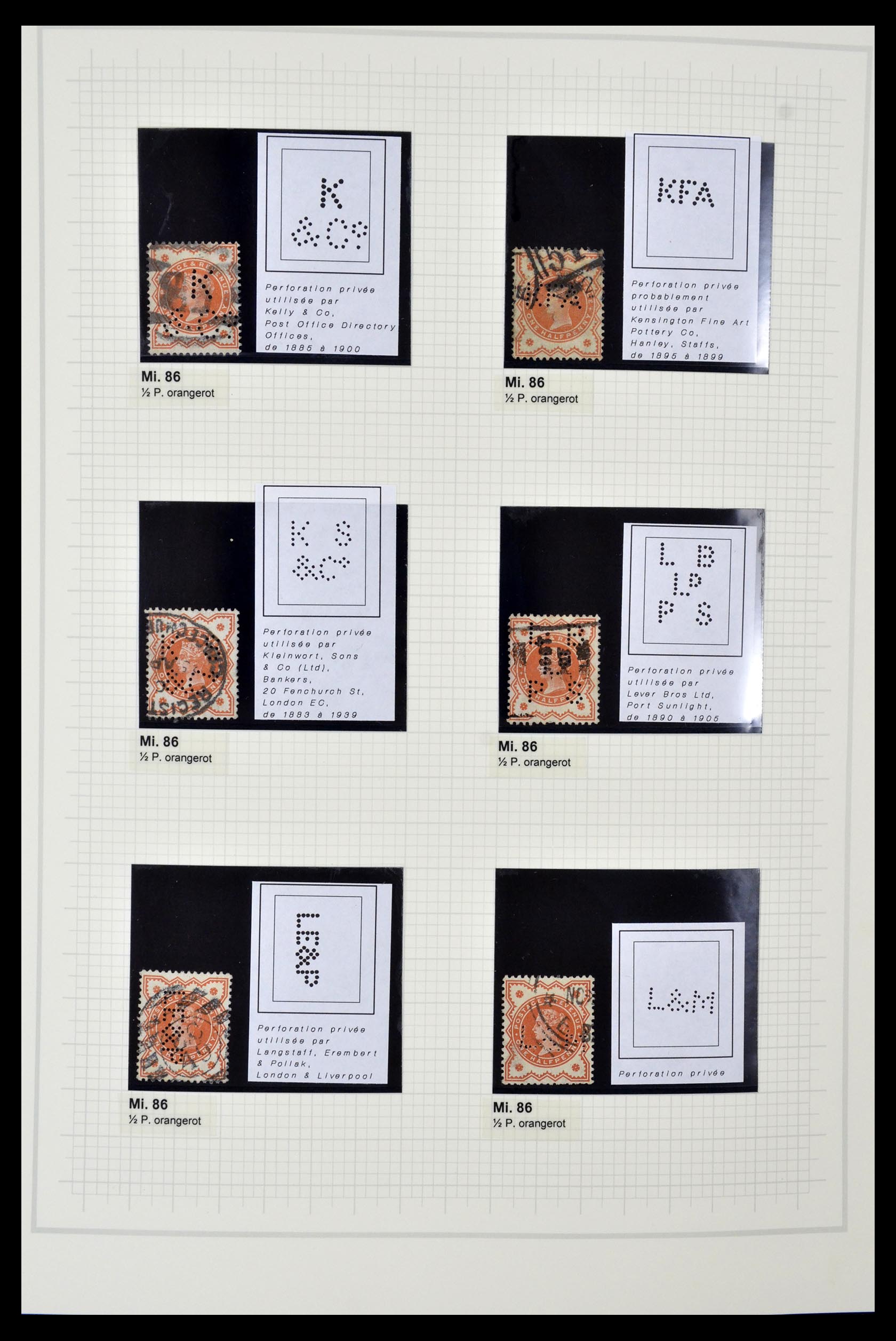 34785 0091 - Postzegelverzameling 34785 Engeland perfins 1890-1960.