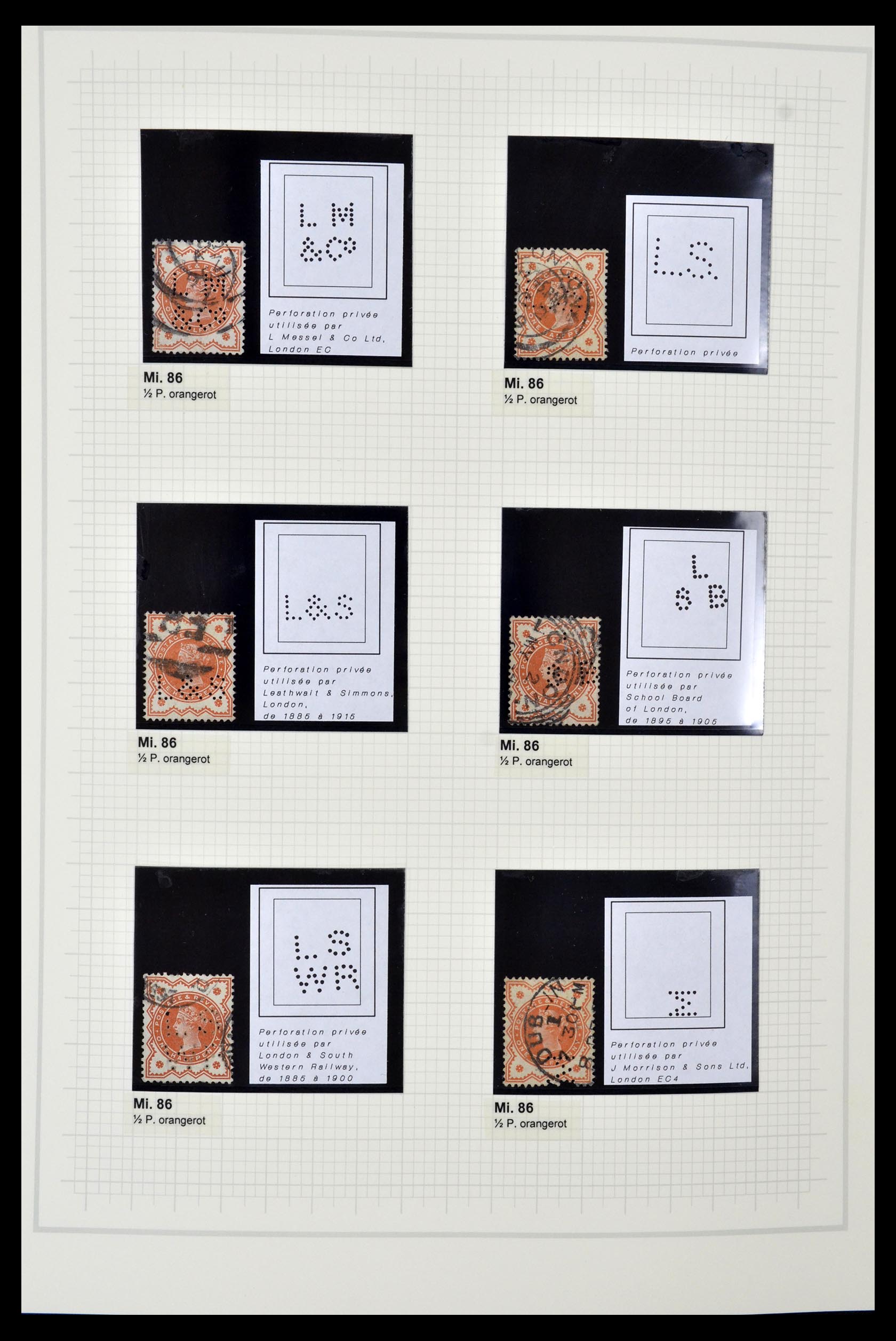 34785 0092 - Postzegelverzameling 34785 Engeland perfins 1890-1960.