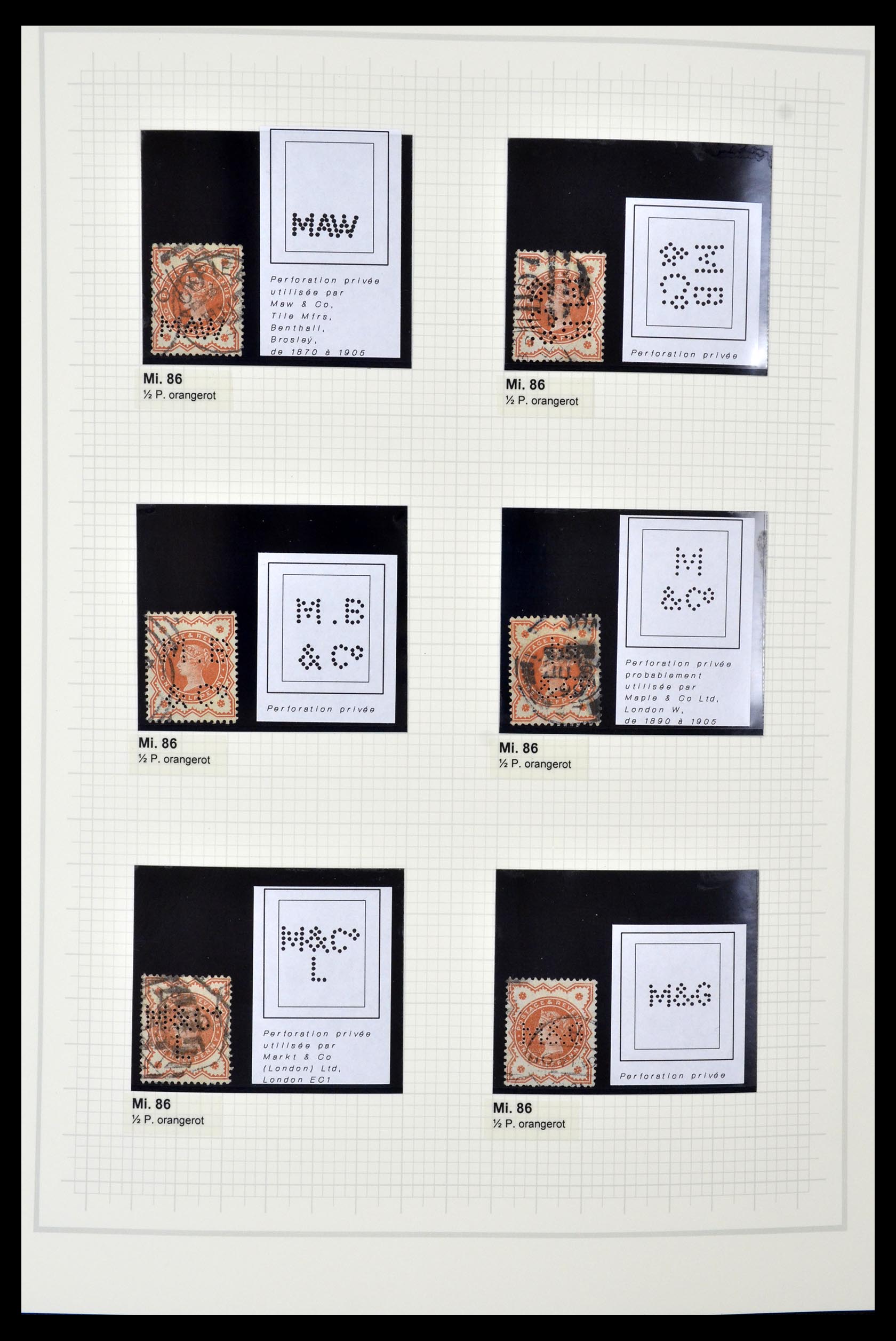 34785 0093 - Postzegelverzameling 34785 Engeland perfins 1890-1960.
