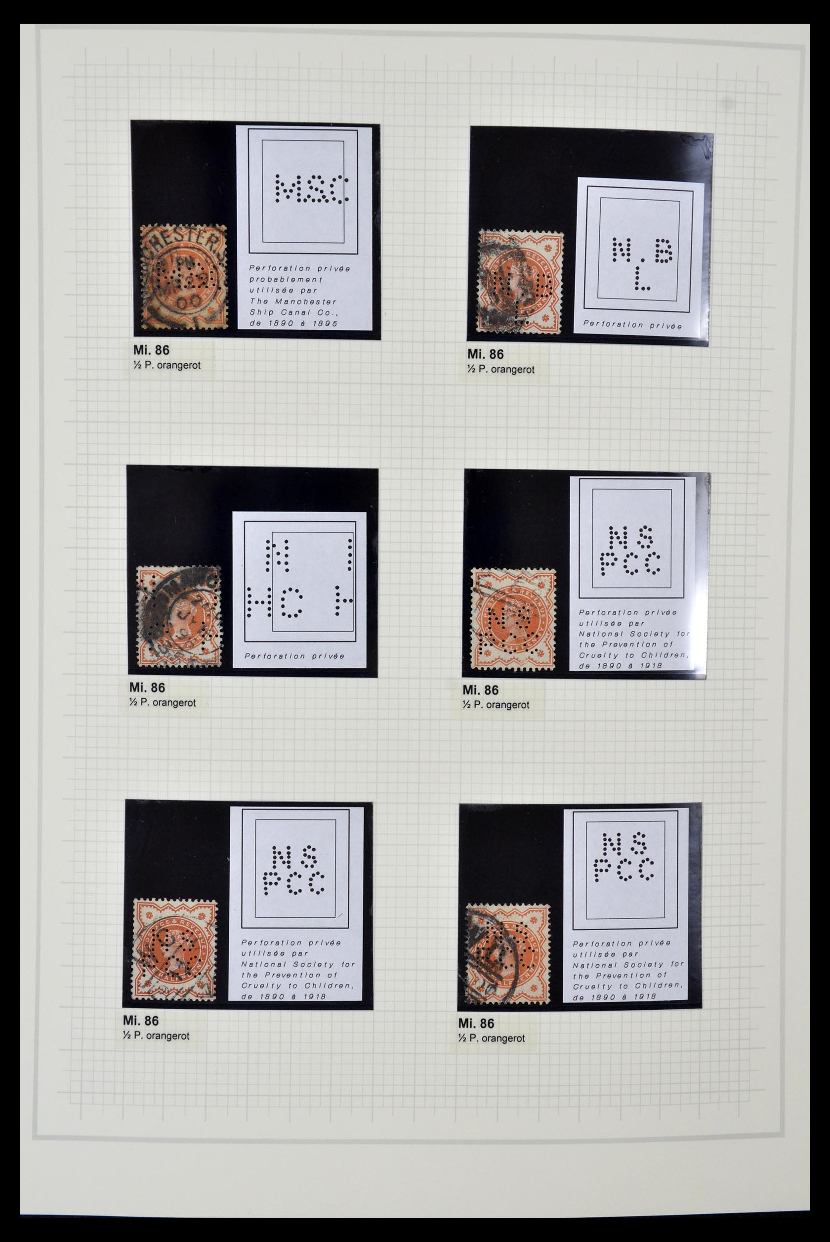 34785 0095 - Postzegelverzameling 34785 Engeland perfins 1890-1960.