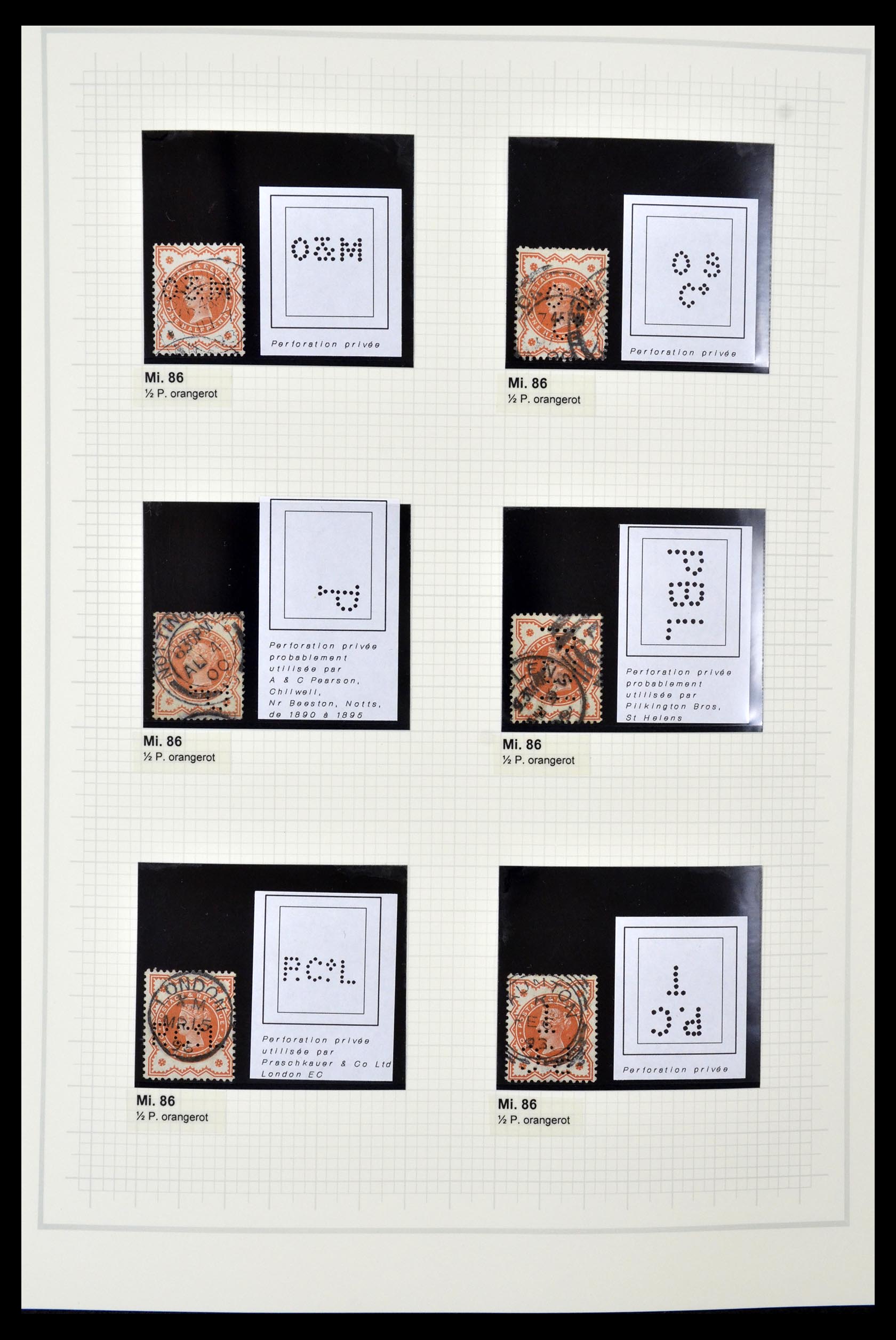 34785 0097 - Postzegelverzameling 34785 Engeland perfins 1890-1960.