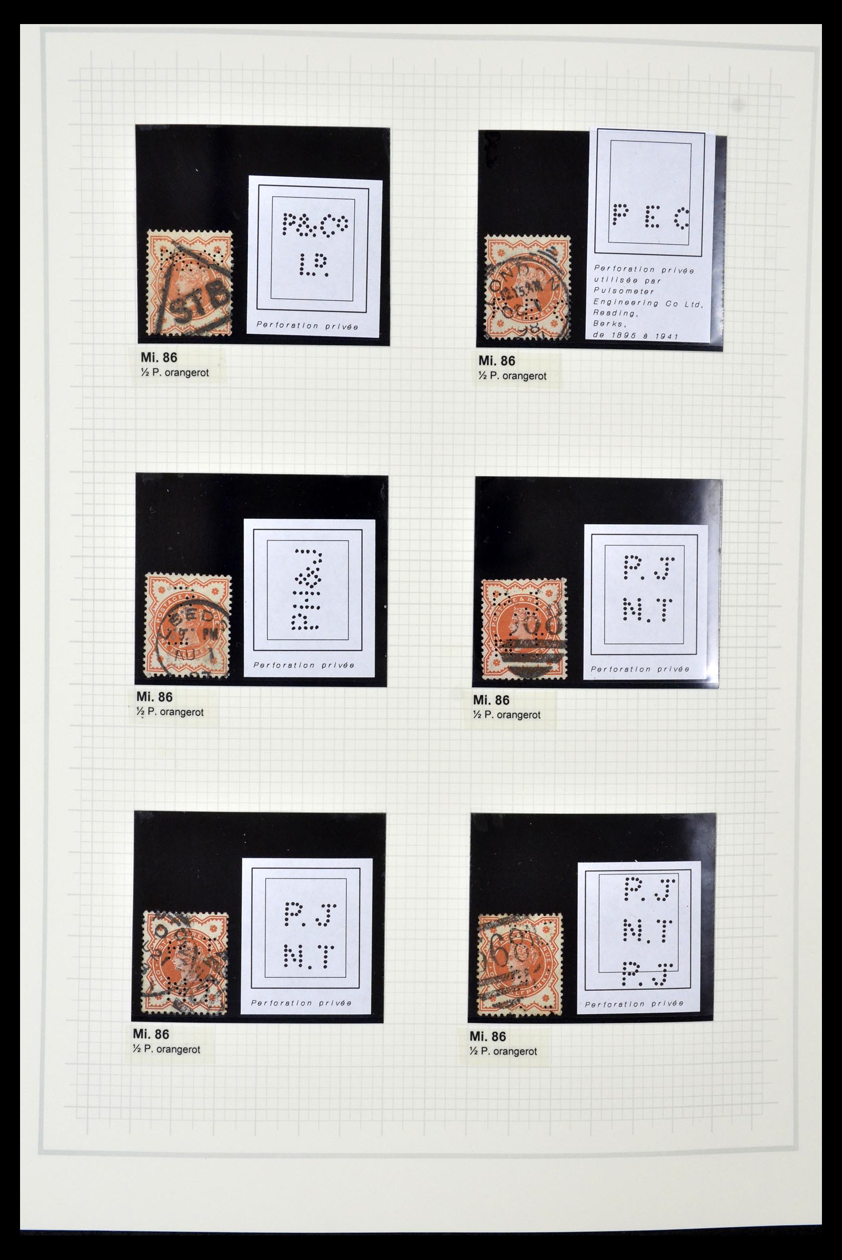 34785 0098 - Postzegelverzameling 34785 Engeland perfins 1890-1960.