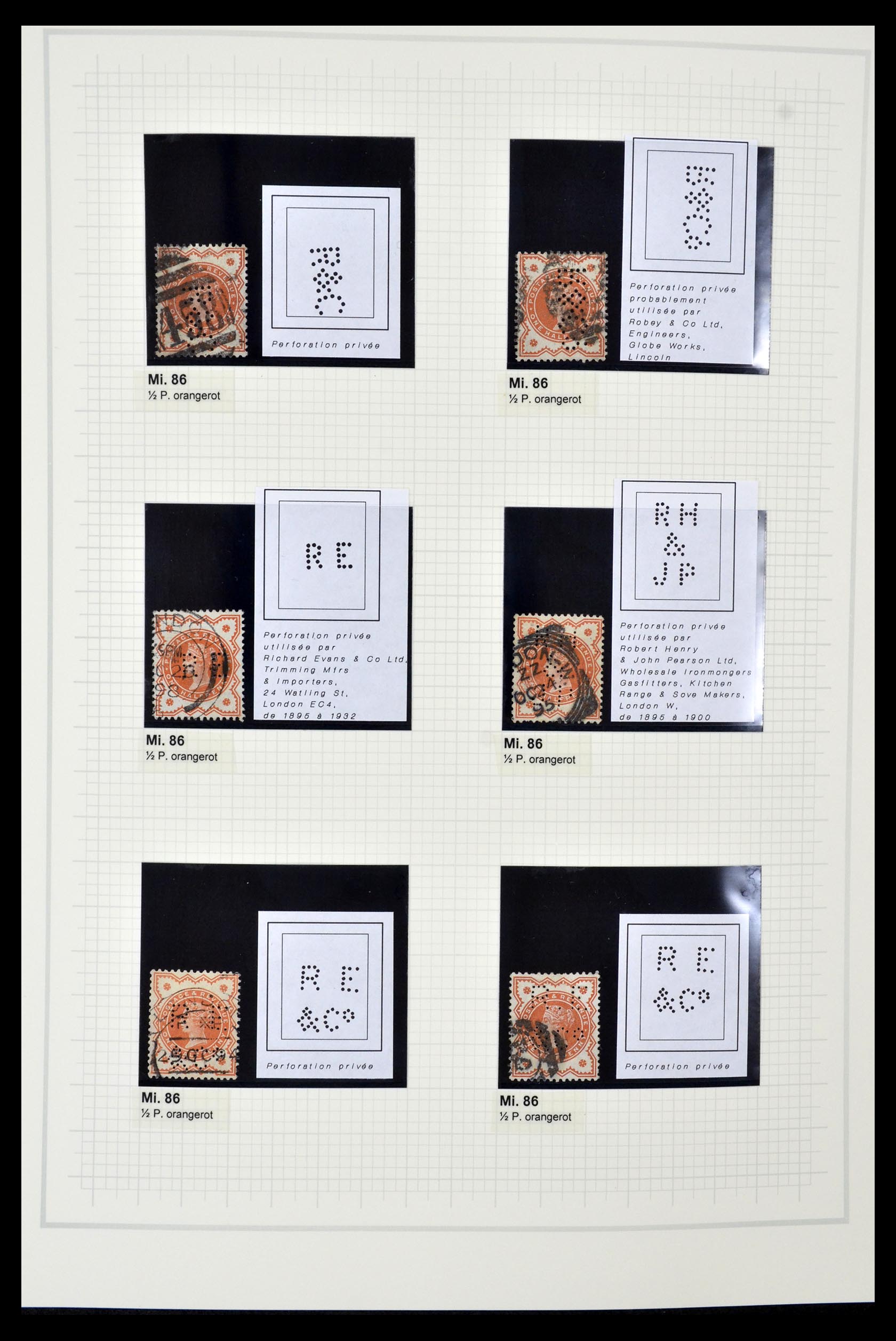 34785 0100 - Postzegelverzameling 34785 Engeland perfins 1890-1960.