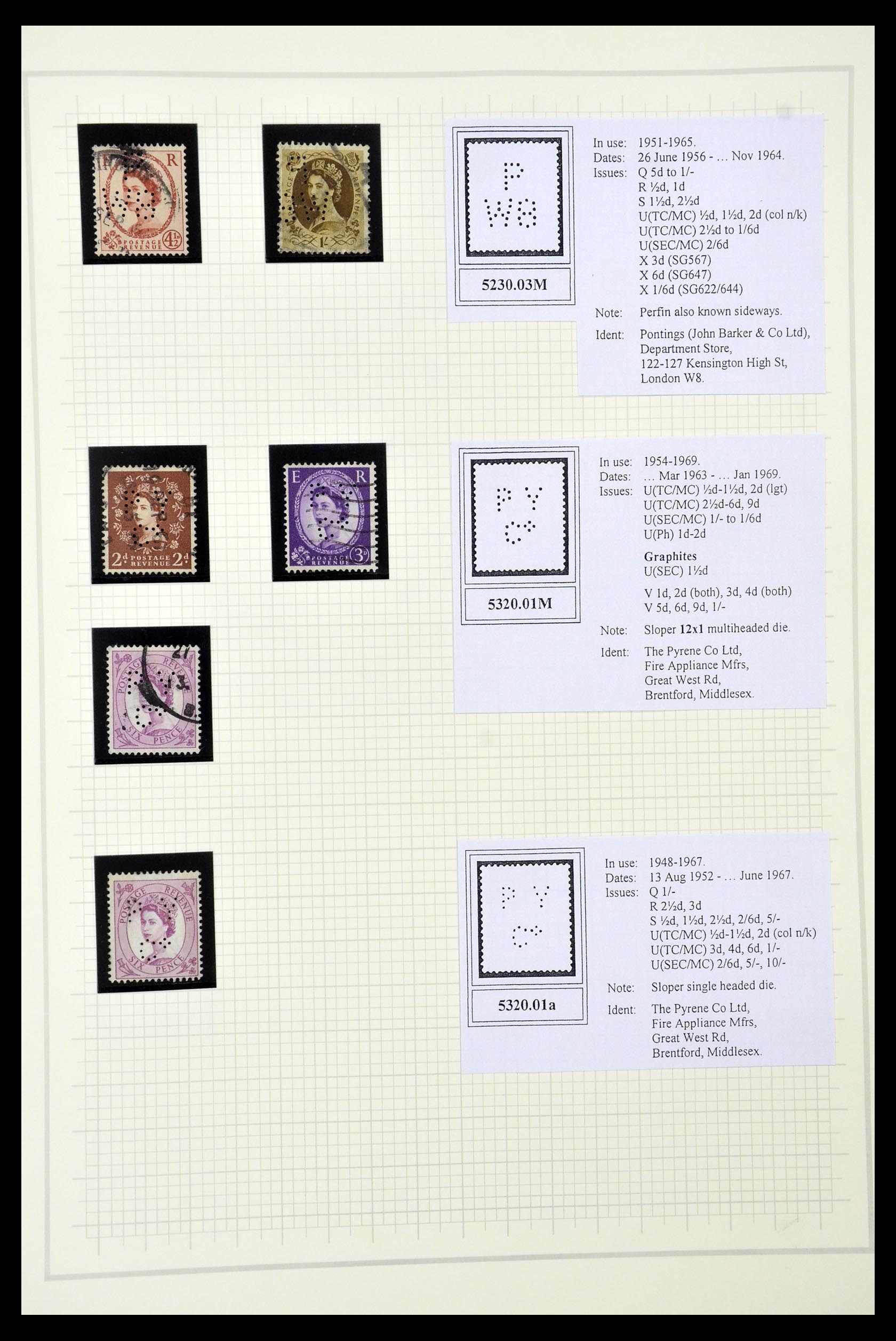 34785 2681 - Stamp Collection 34785 Great Britain perfins 1890-1960.