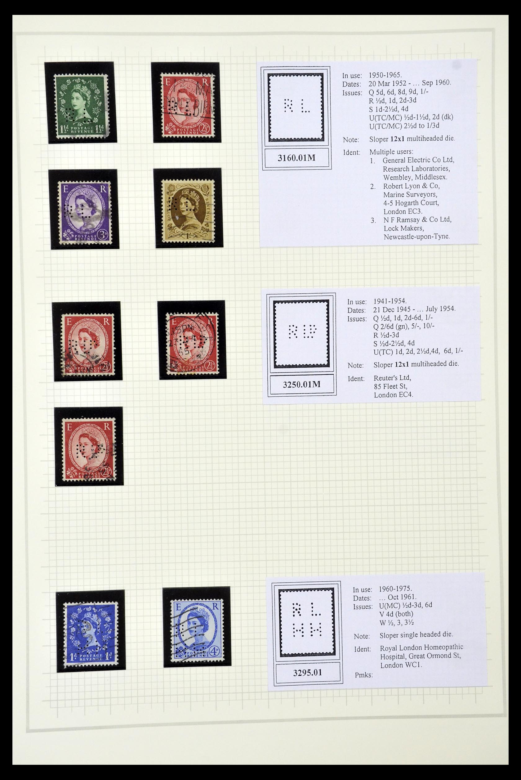 34785 2687 - Stamp Collection 34785 Great Britain perfins 1890-1960.