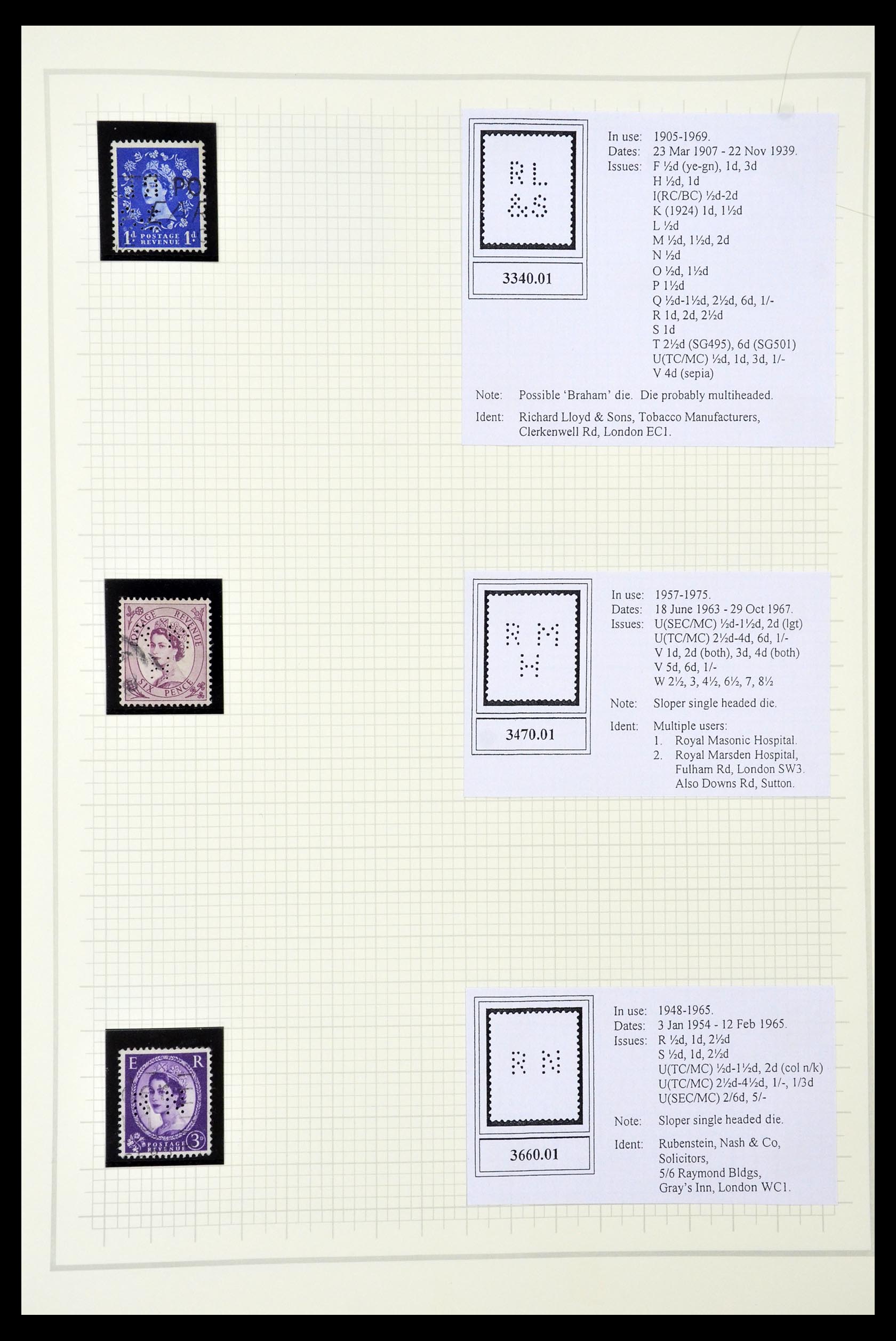 34785 2688 - Stamp Collection 34785 Great Britain perfins 1890-1960.