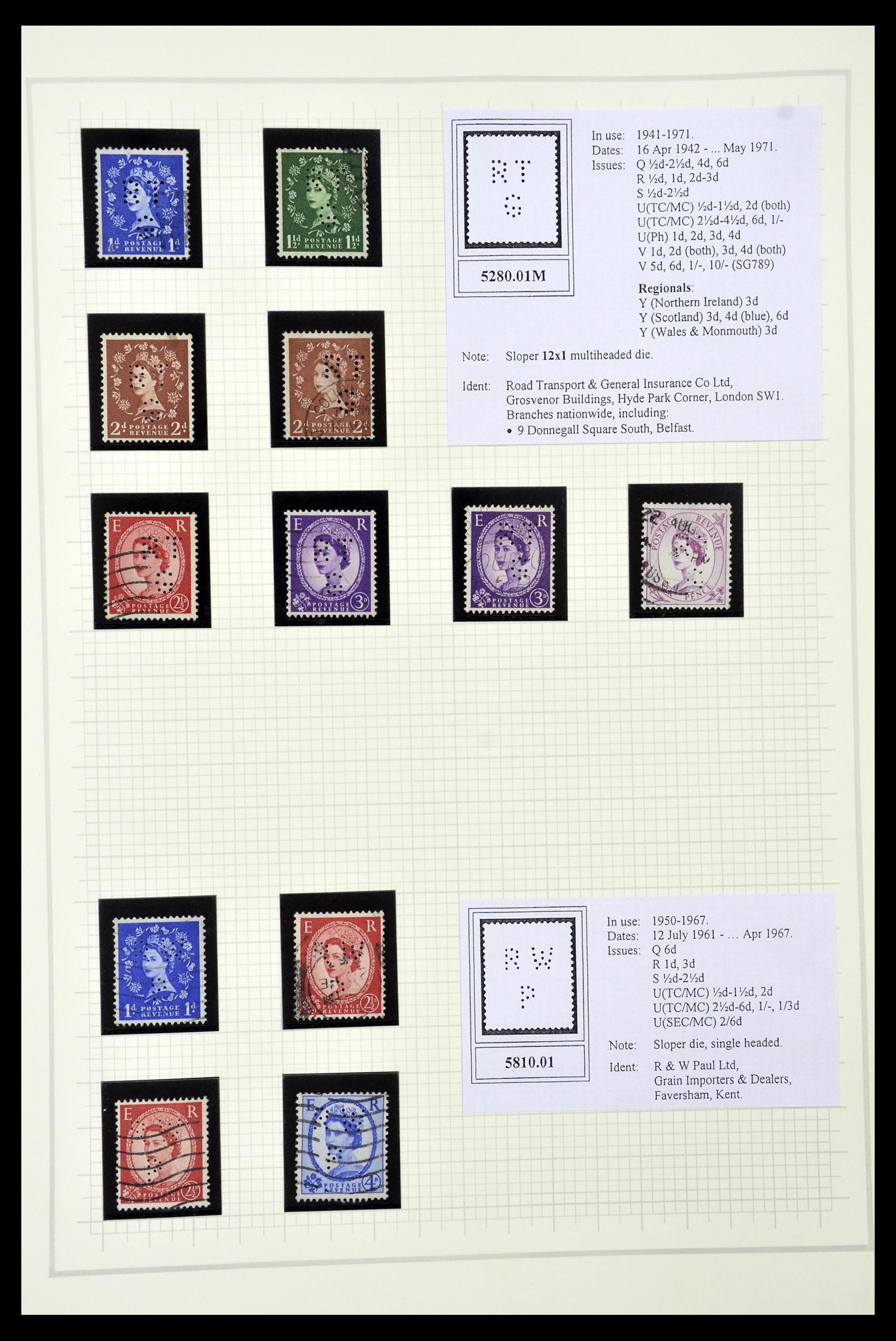 34785 2690 - Stamp Collection 34785 Great Britain perfins 1890-1960.