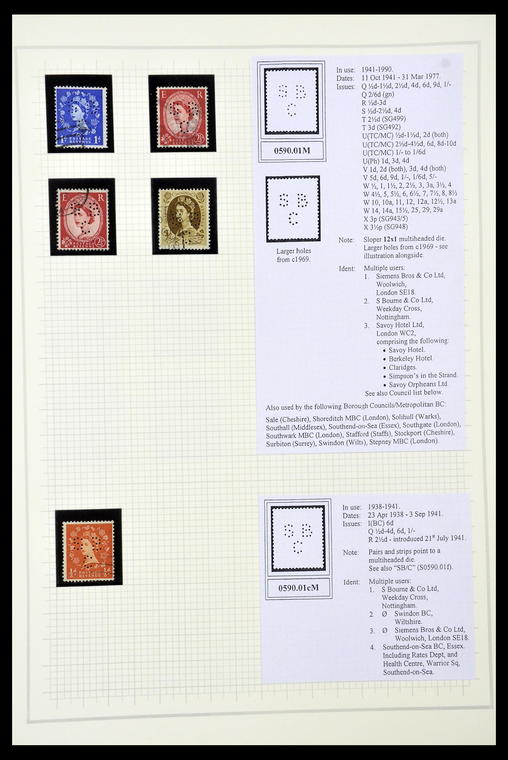 34785 2695 - Stamp Collection 34785 Great Britain perfins 1890-1960.