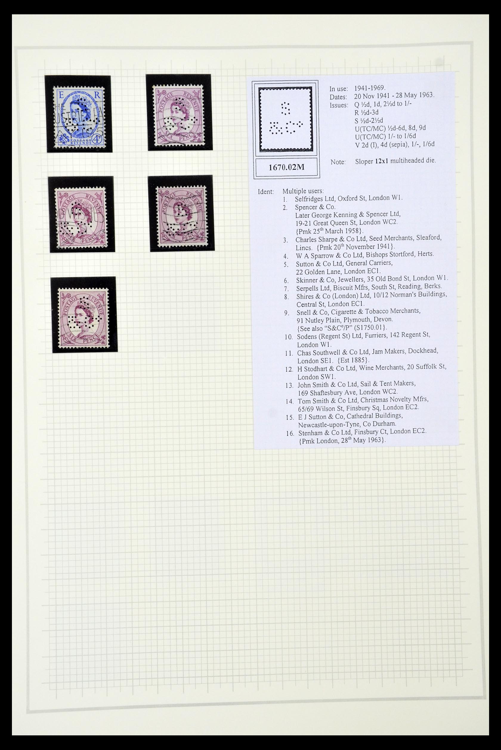 34785 2698 - Postzegelverzameling 34785 Engeland perfins 1890-1960.