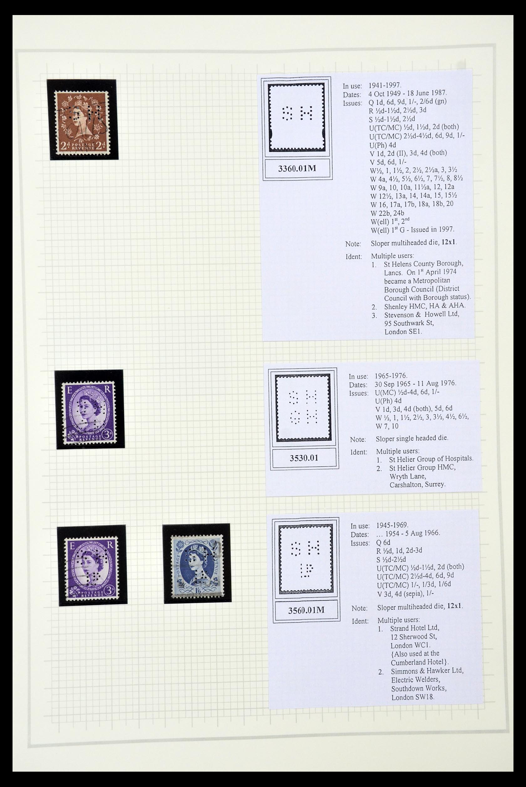 34785 2701 - Postzegelverzameling 34785 Engeland perfins 1890-1960.
