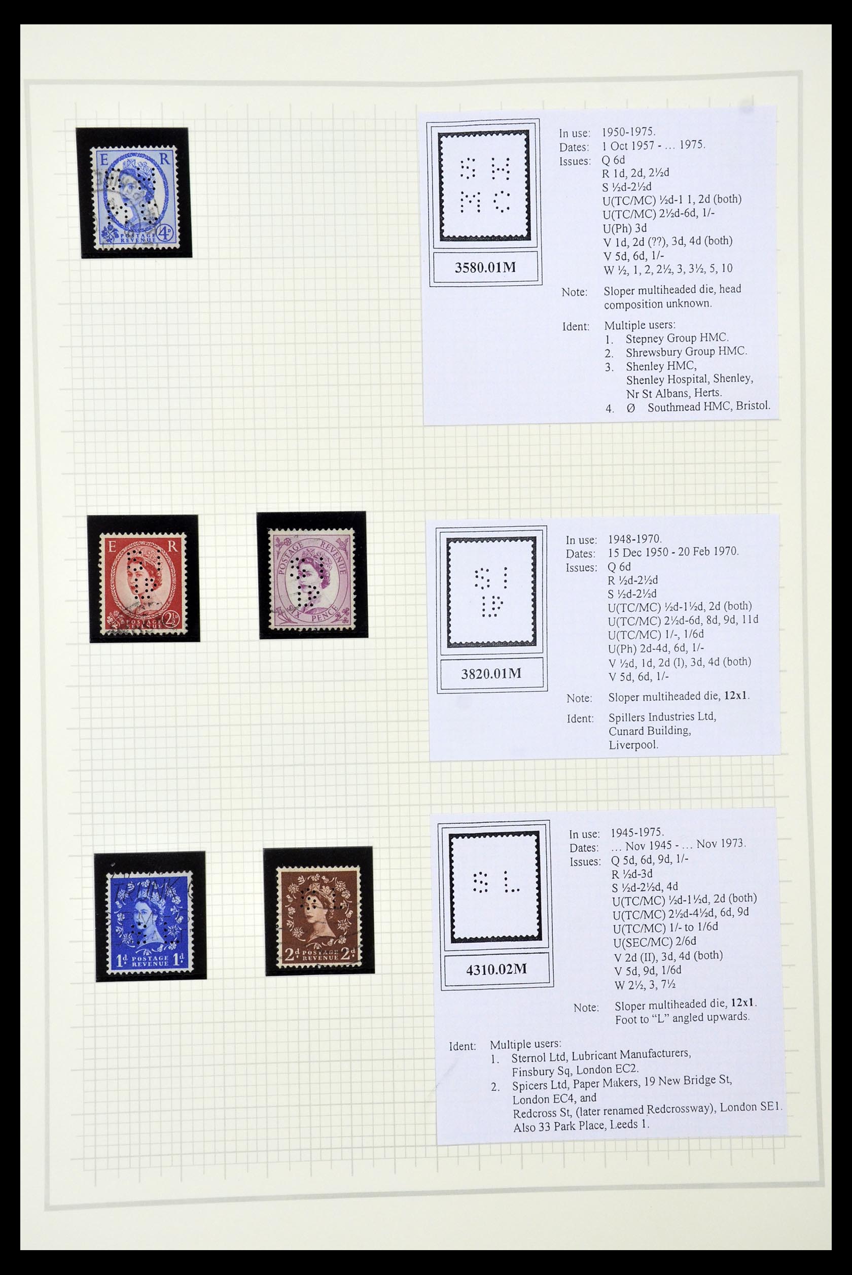 34785 2702 - Stamp Collection 34785 Great Britain perfins 1890-1960.