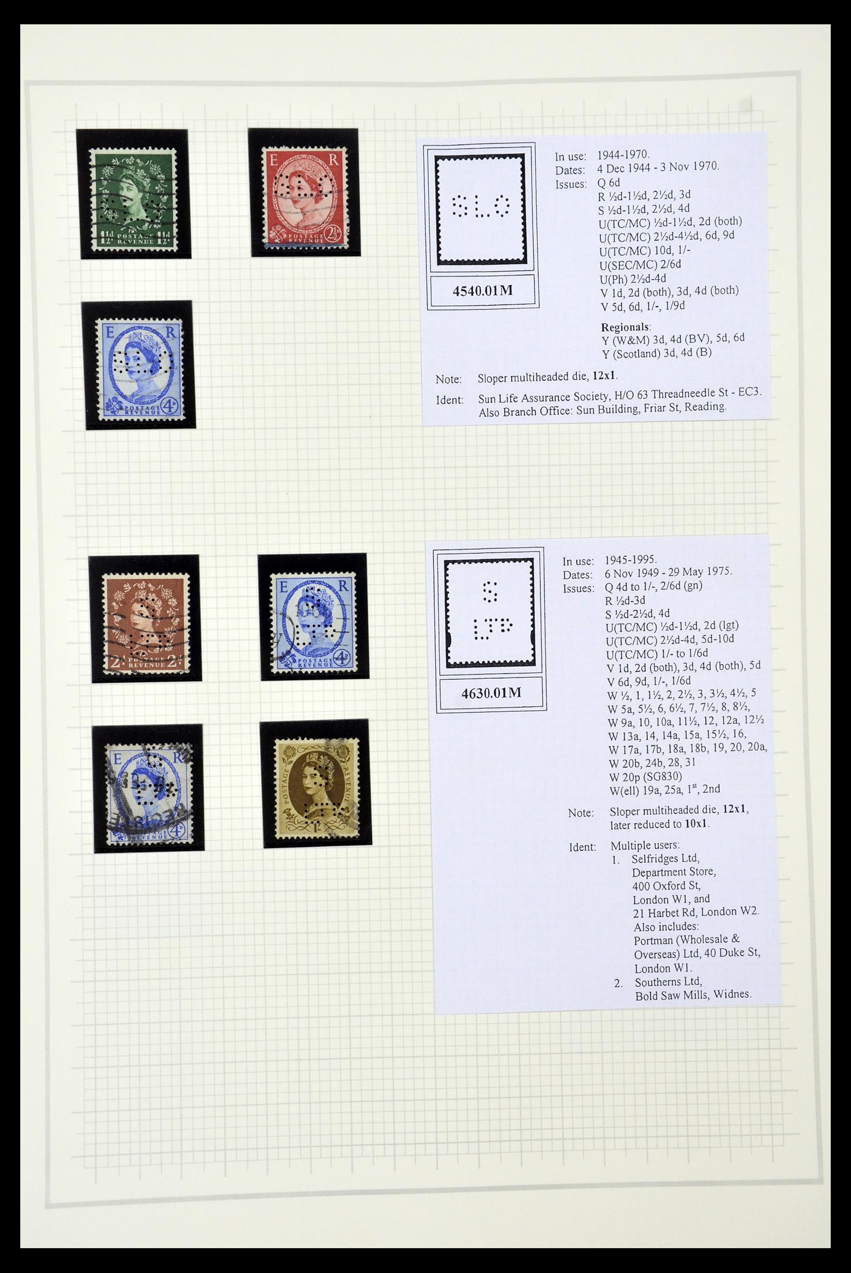 34785 2703 - Stamp Collection 34785 Great Britain perfins 1890-1960.