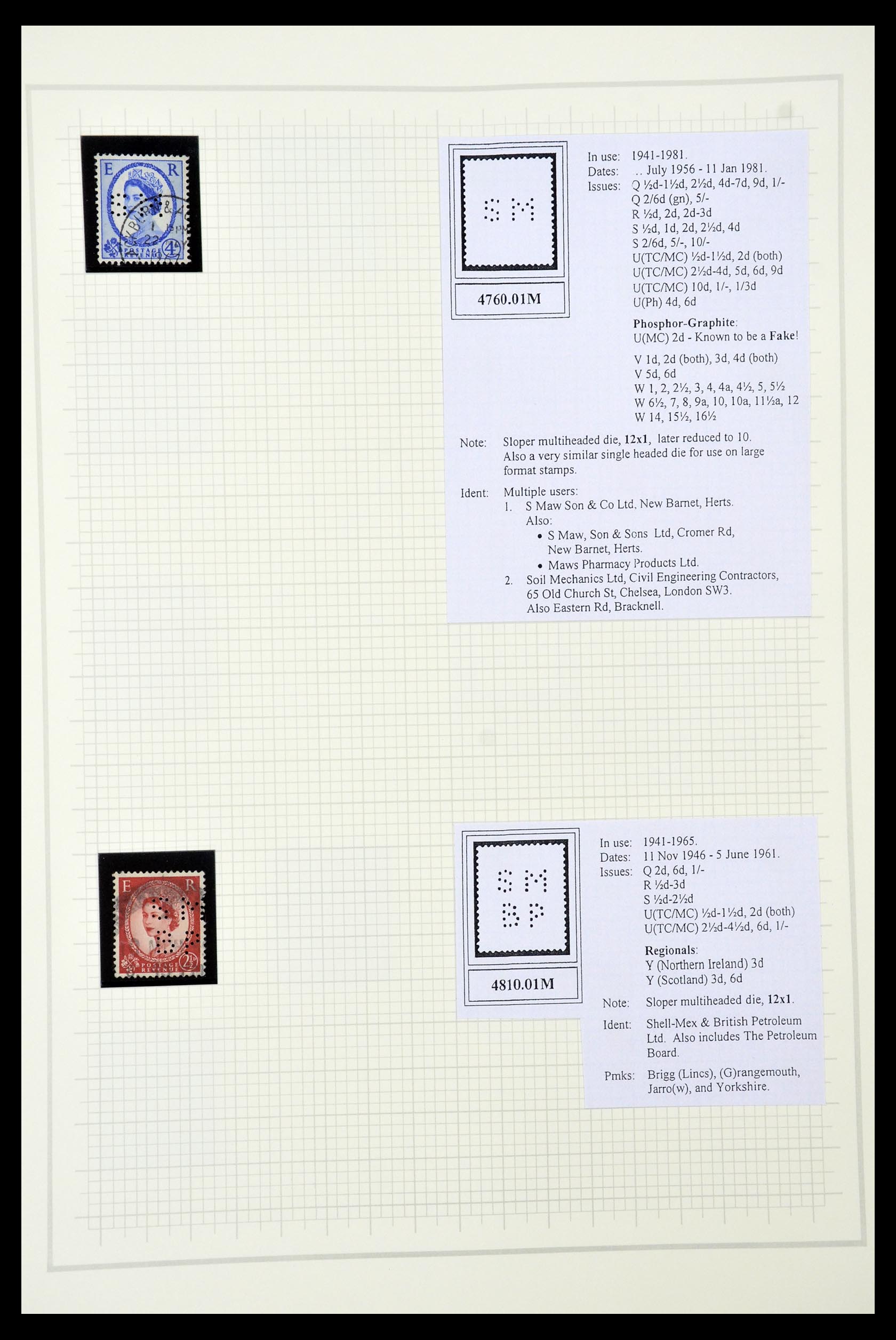 34785 2704 - Postzegelverzameling 34785 Engeland perfins 1890-1960.