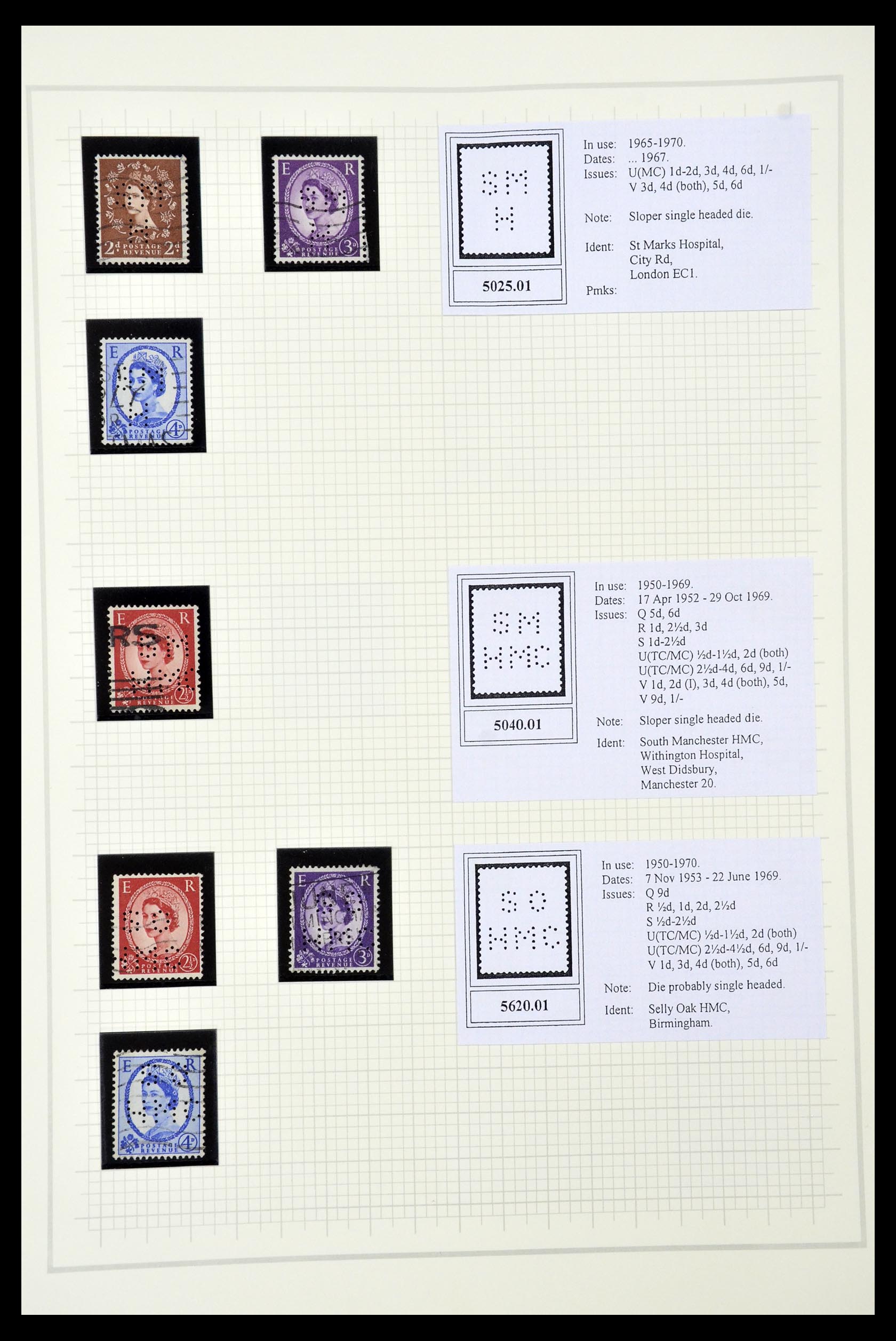34785 2705 - Stamp Collection 34785 Great Britain perfins 1890-1960.
