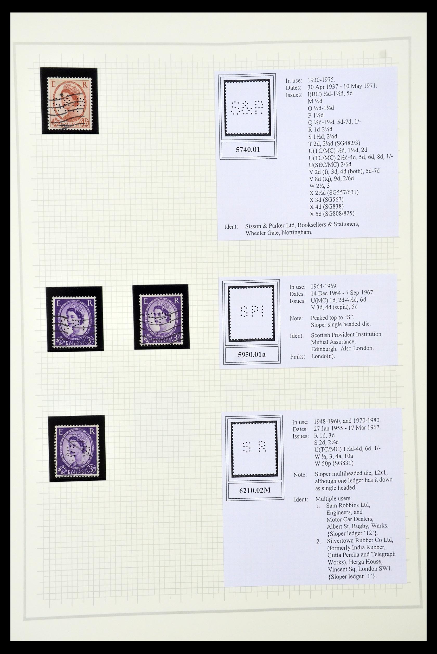 34785 2706 - Stamp Collection 34785 Great Britain perfins 1890-1960.