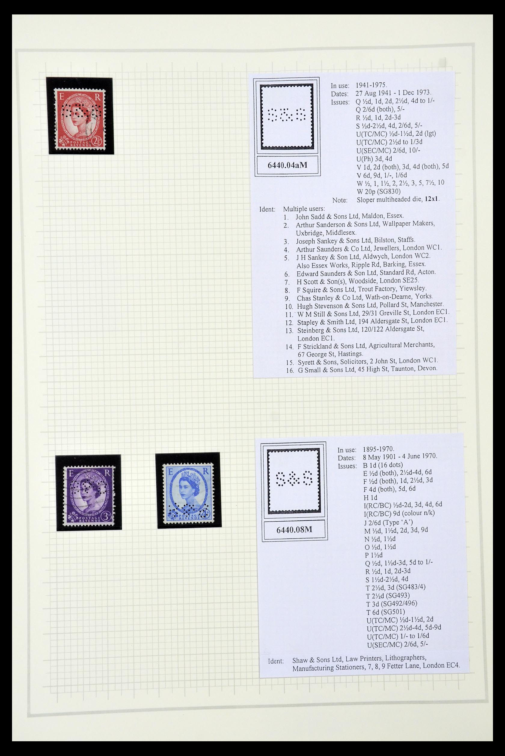 34785 2707 - Postzegelverzameling 34785 Engeland perfins 1890-1960.