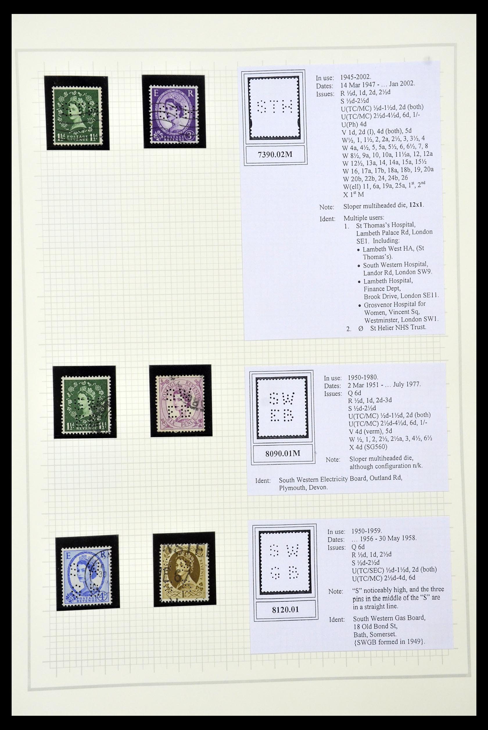 34785 2711 - Stamp Collection 34785 Great Britain perfins 1890-1960.