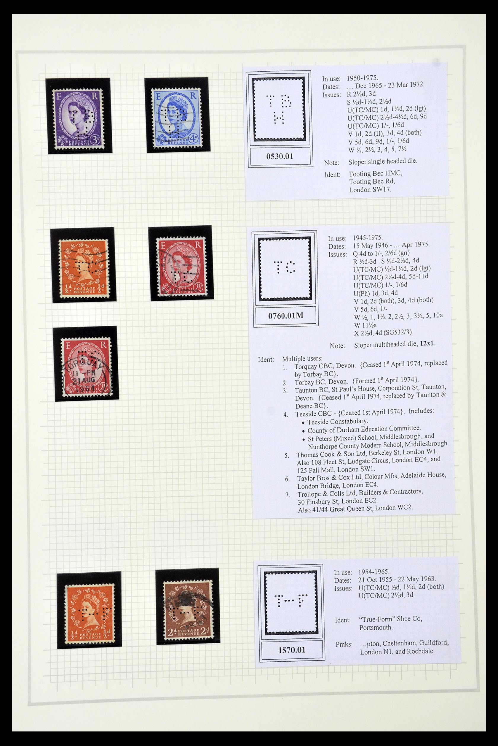 34785 2713 - Stamp Collection 34785 Great Britain perfins 1890-1960.