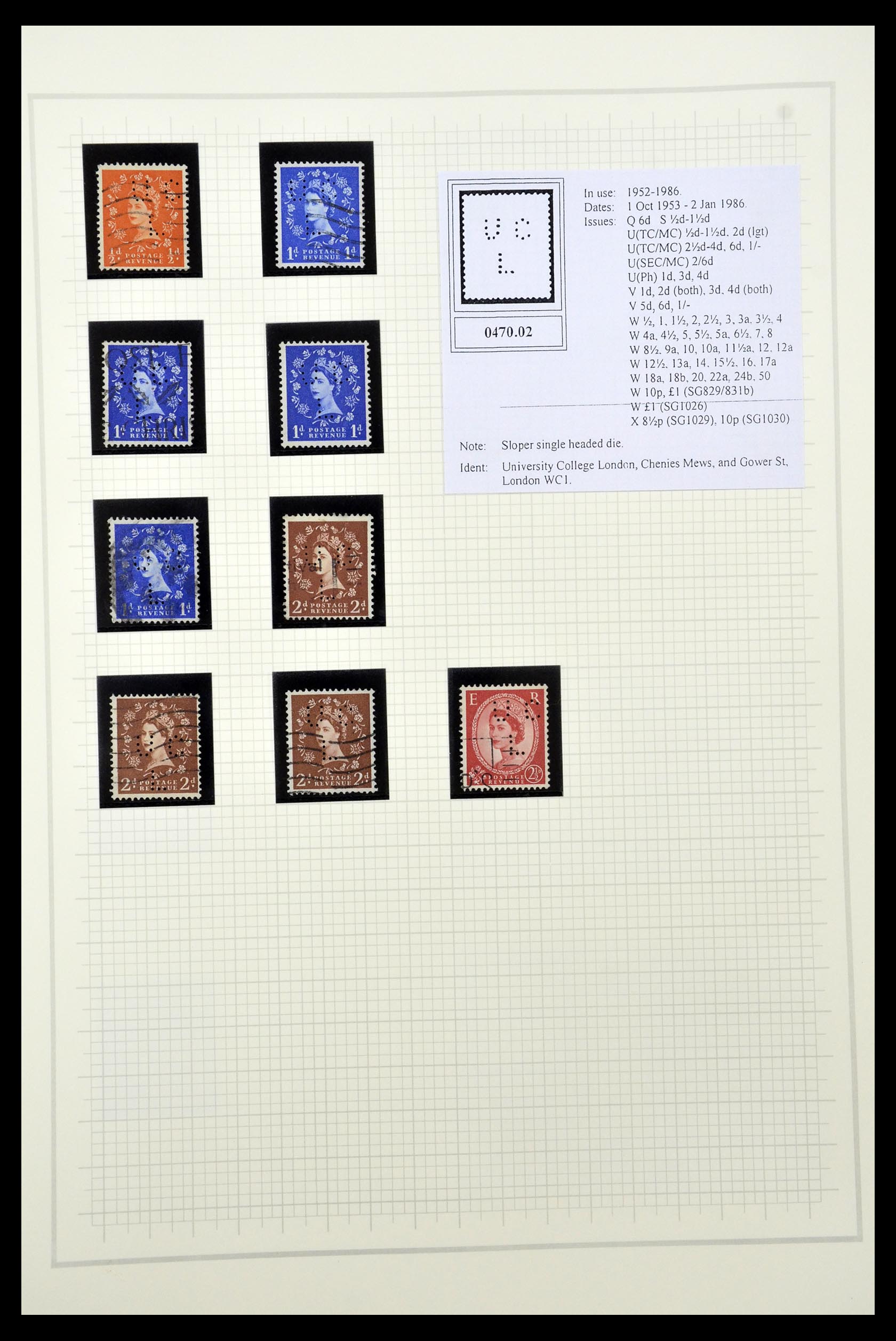 34785 2719 - Stamp Collection 34785 Great Britain perfins 1890-1960.