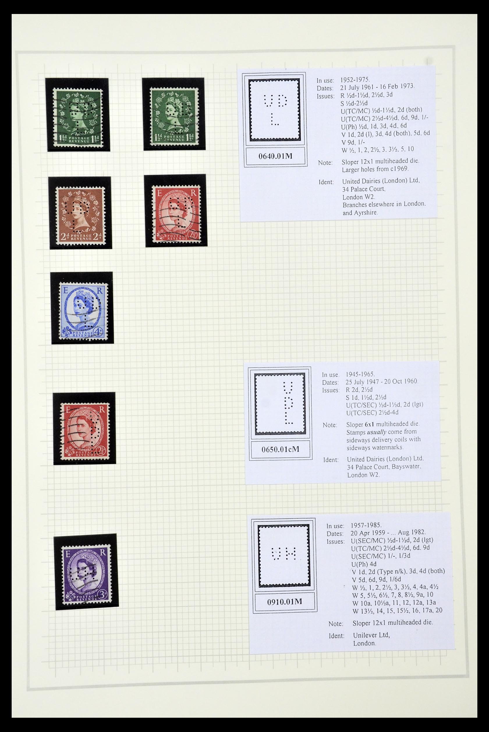 34785 2720 - Stamp Collection 34785 Great Britain perfins 1890-1960.