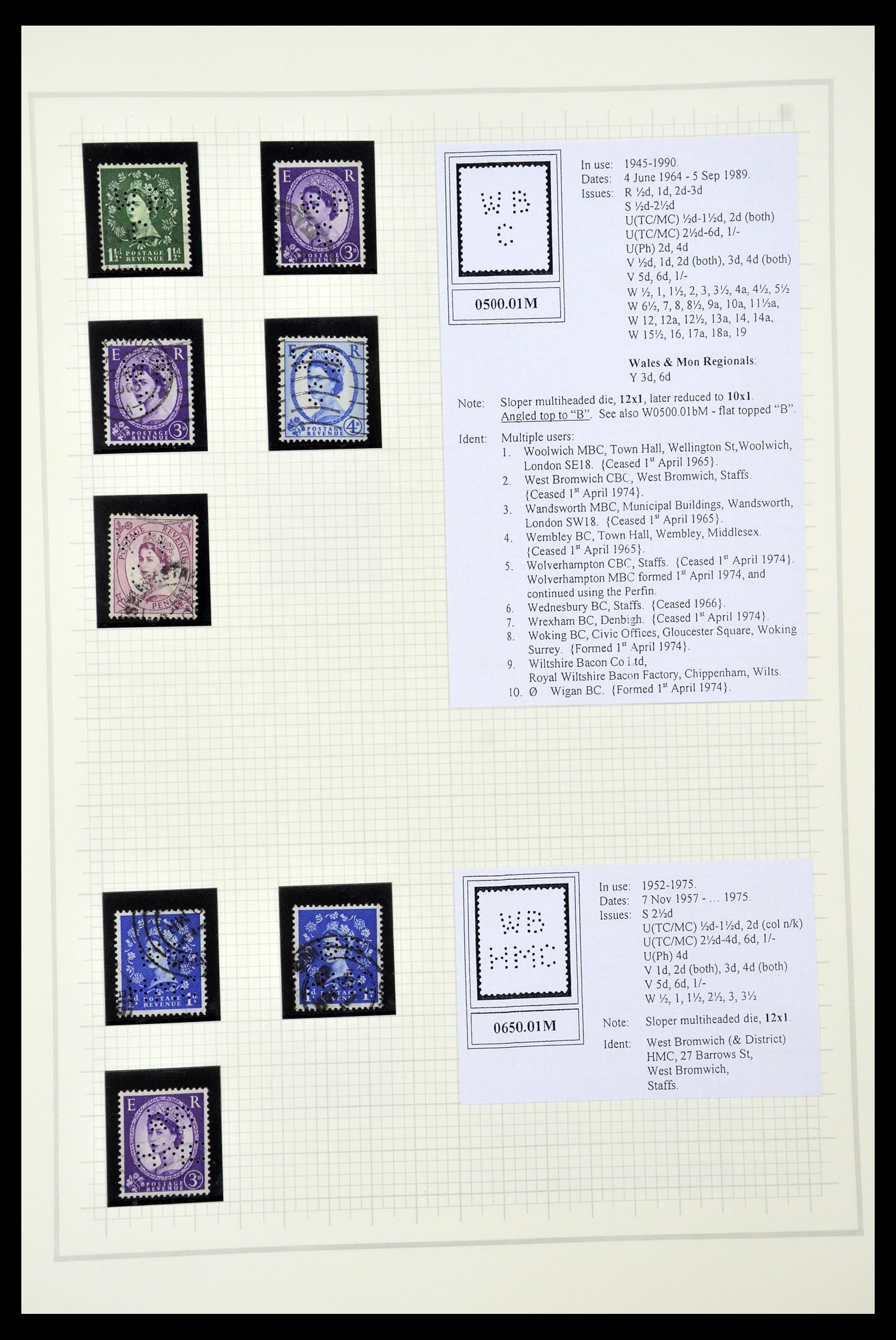 34785 2722 - Postzegelverzameling 34785 Engeland perfins 1890-1960.