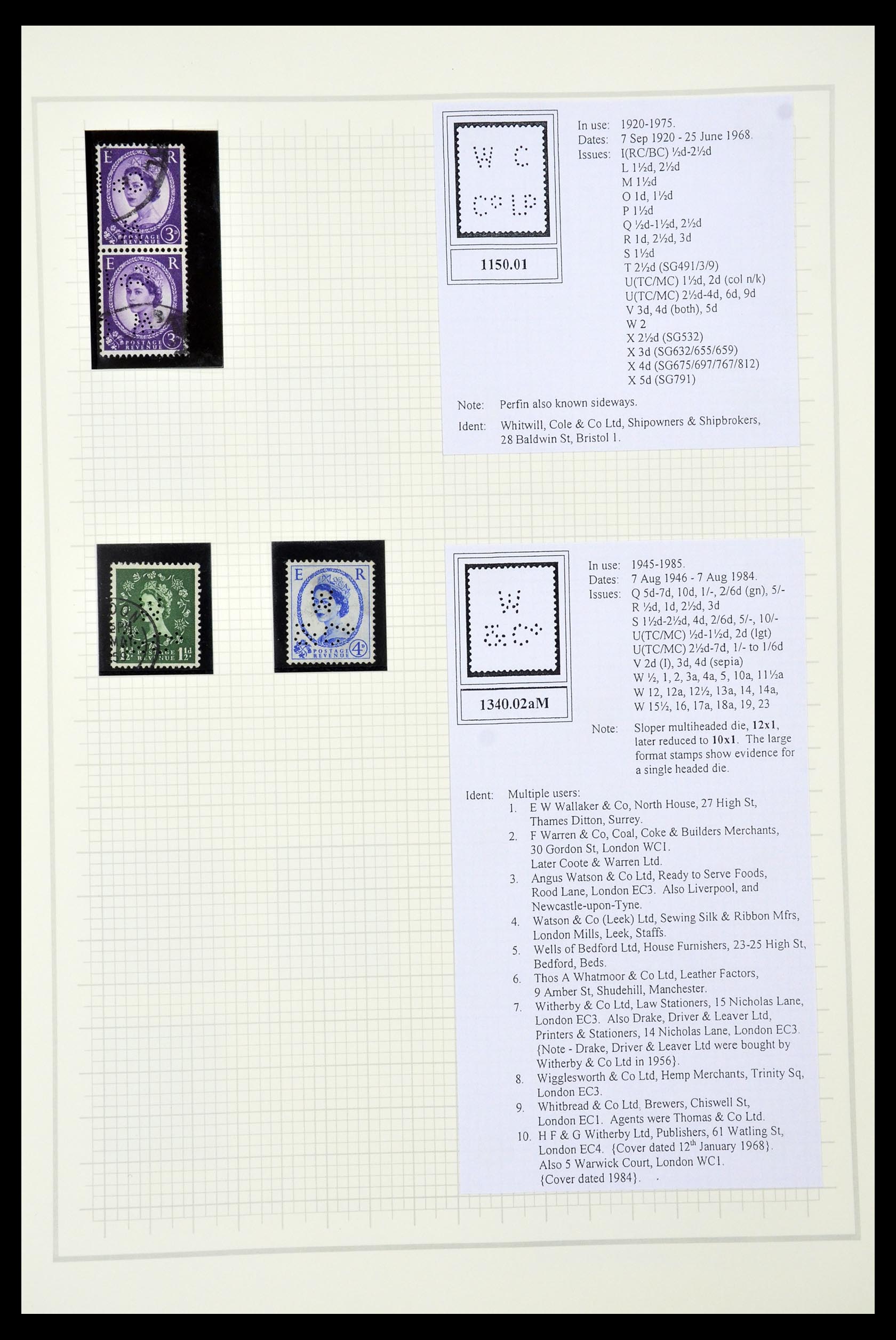 34785 2724 - Stamp Collection 34785 Great Britain perfins 1890-1960.