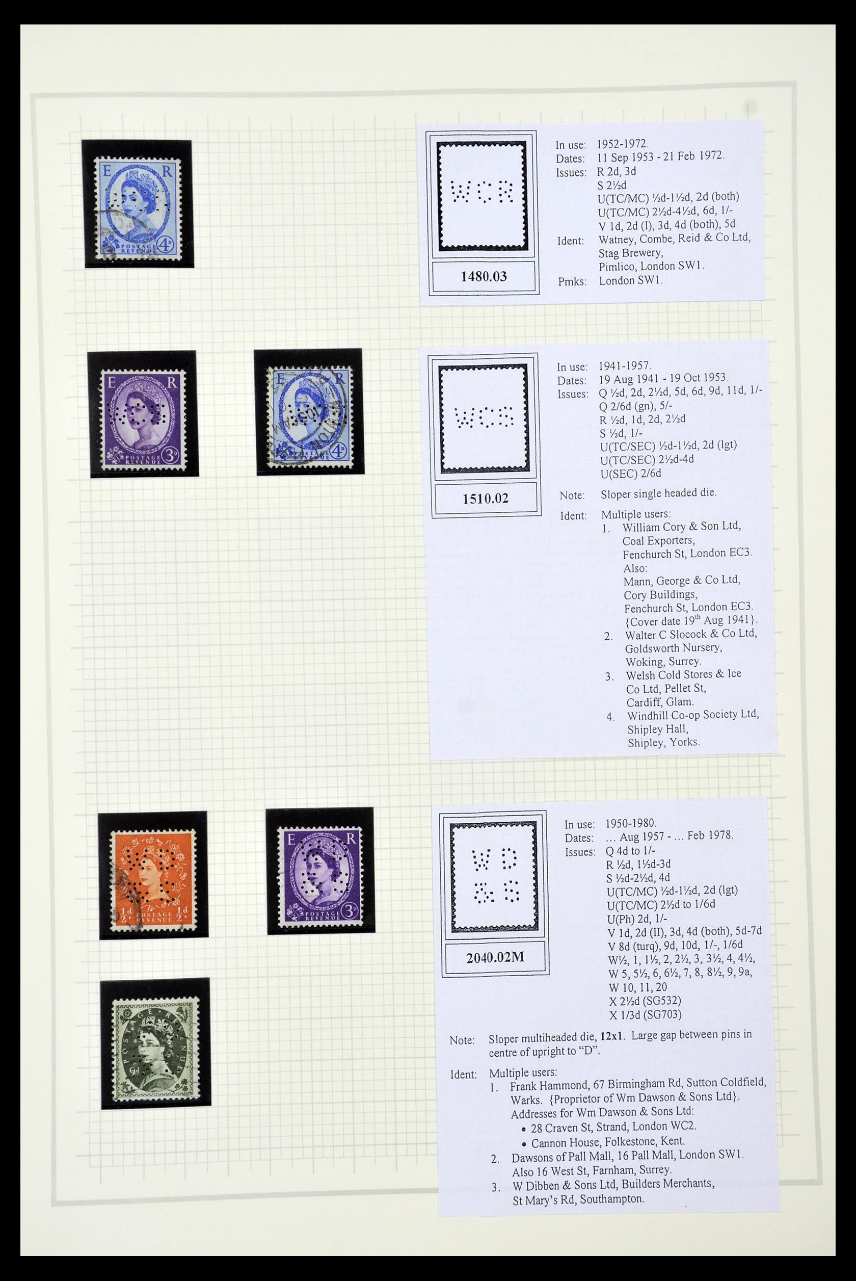 34785 2725 - Stamp Collection 34785 Great Britain perfins 1890-1960.