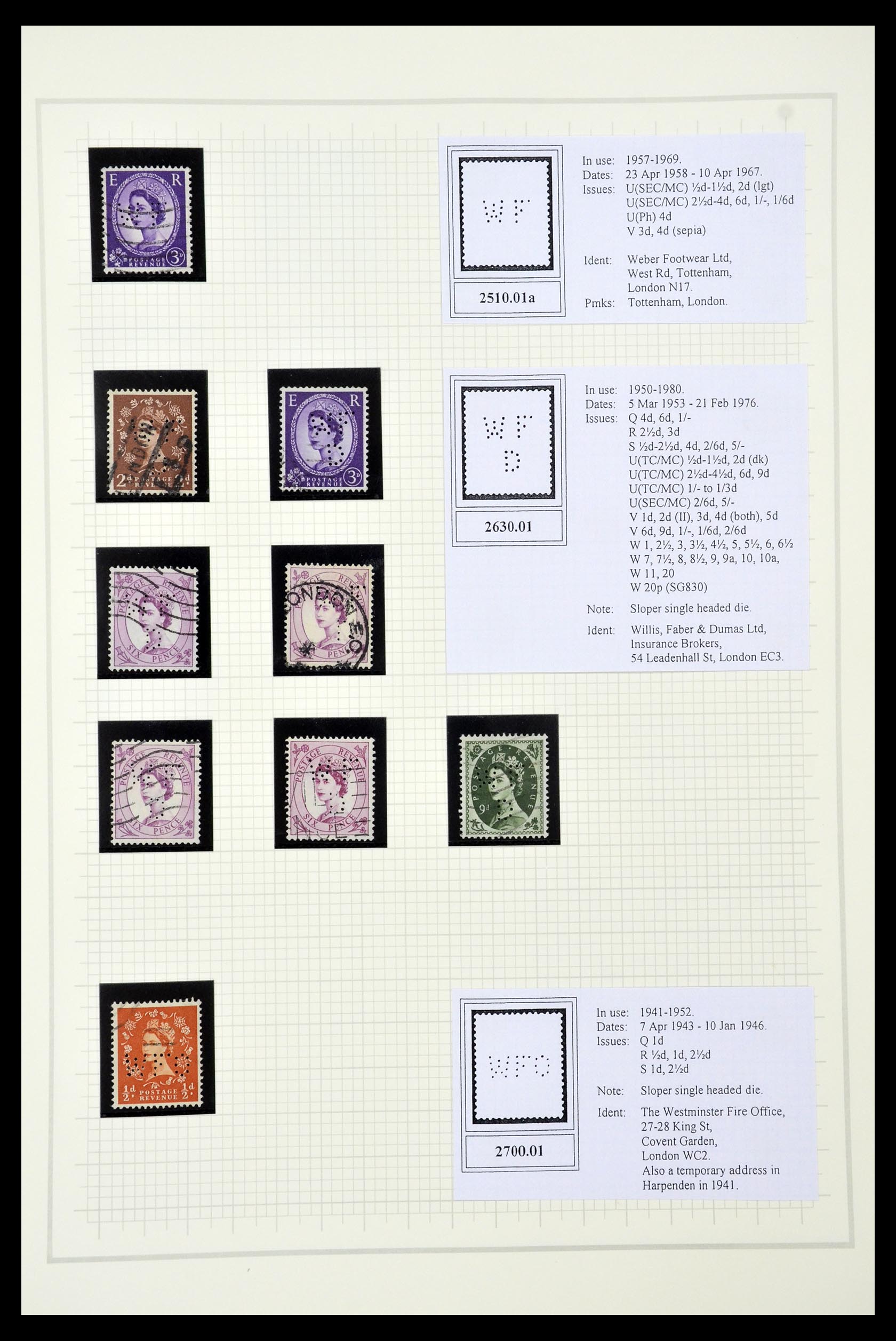 34785 2726 - Stamp Collection 34785 Great Britain perfins 1890-1960.
