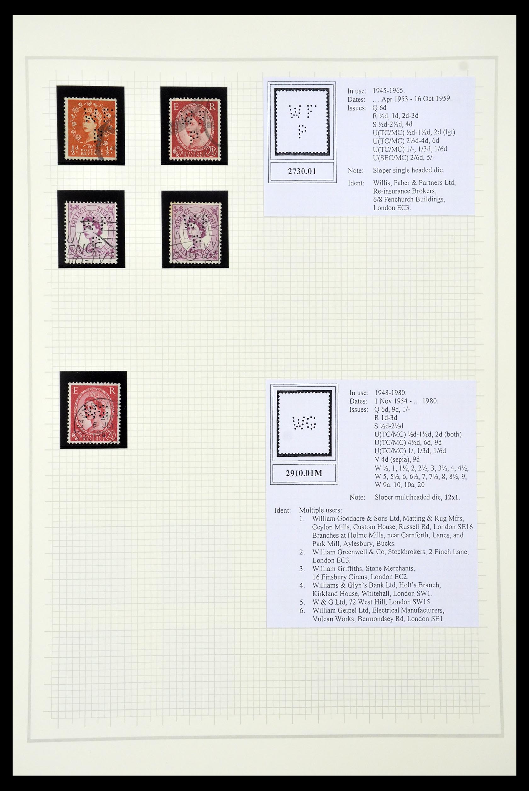 34785 2727 - Stamp Collection 34785 Great Britain perfins 1890-1960.