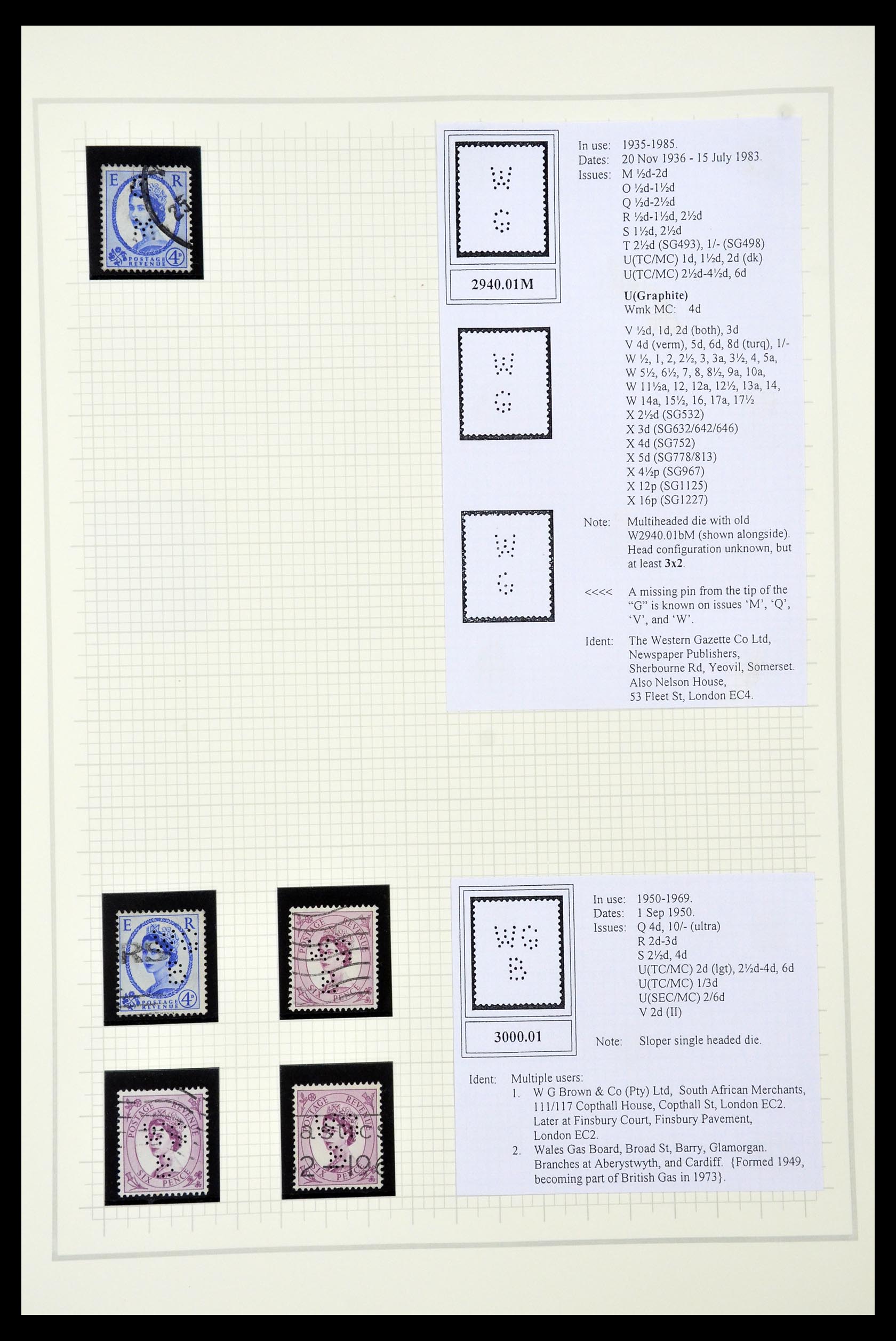 34785 2728 - Stamp Collection 34785 Great Britain perfins 1890-1960.