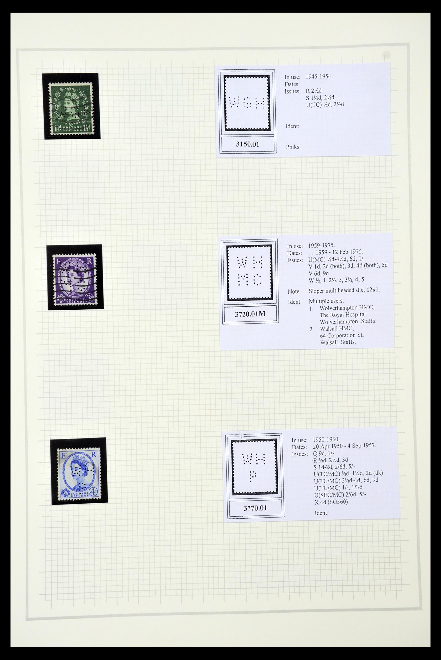 34785 2729 - Stamp Collection 34785 Great Britain perfins 1890-1960.