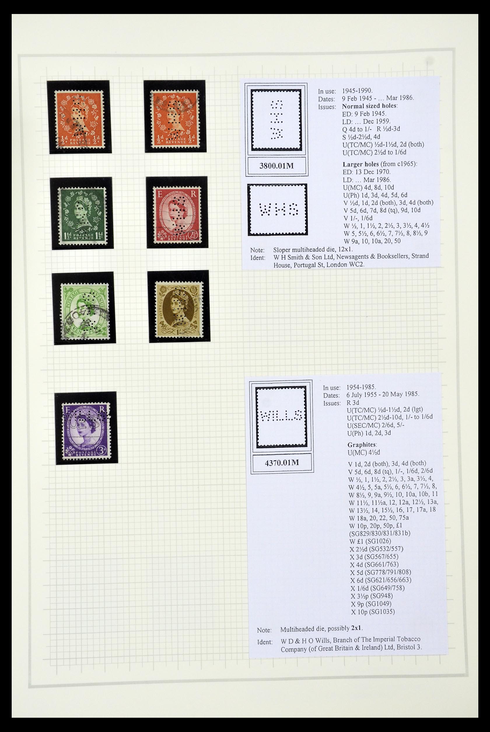 34785 2730 - Stamp Collection 34785 Great Britain perfins 1890-1960.
