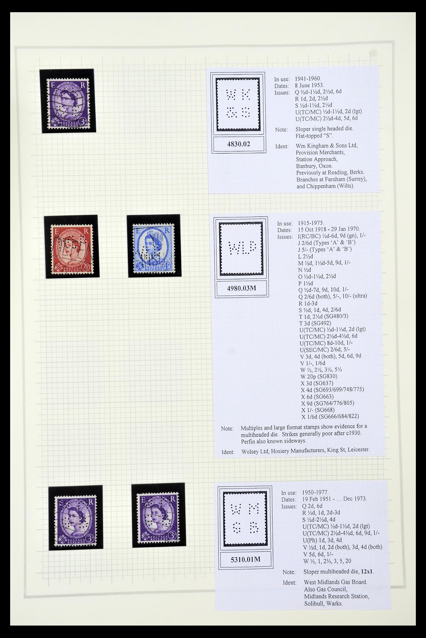 34785 2731 - Stamp Collection 34785 Great Britain perfins 1890-1960.