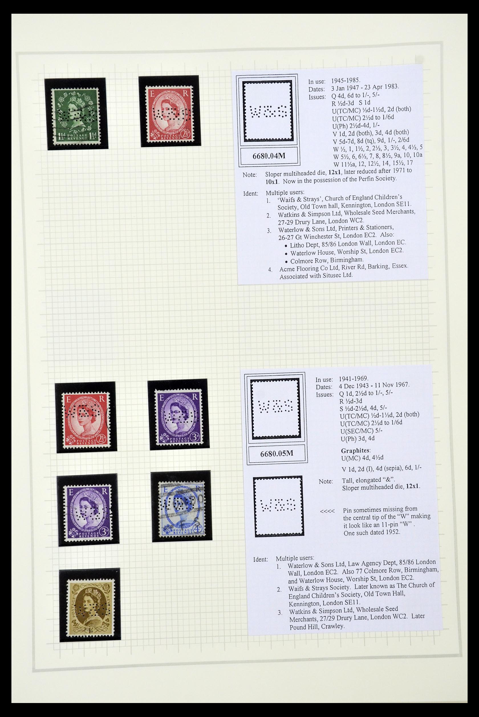 34785 2732 - Stamp Collection 34785 Great Britain perfins 1890-1960.
