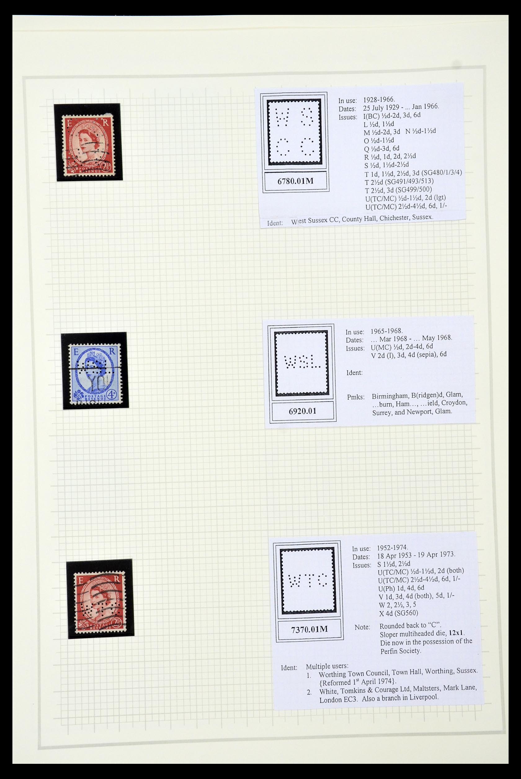 34785 2733 - Postzegelverzameling 34785 Engeland perfins 1890-1960.