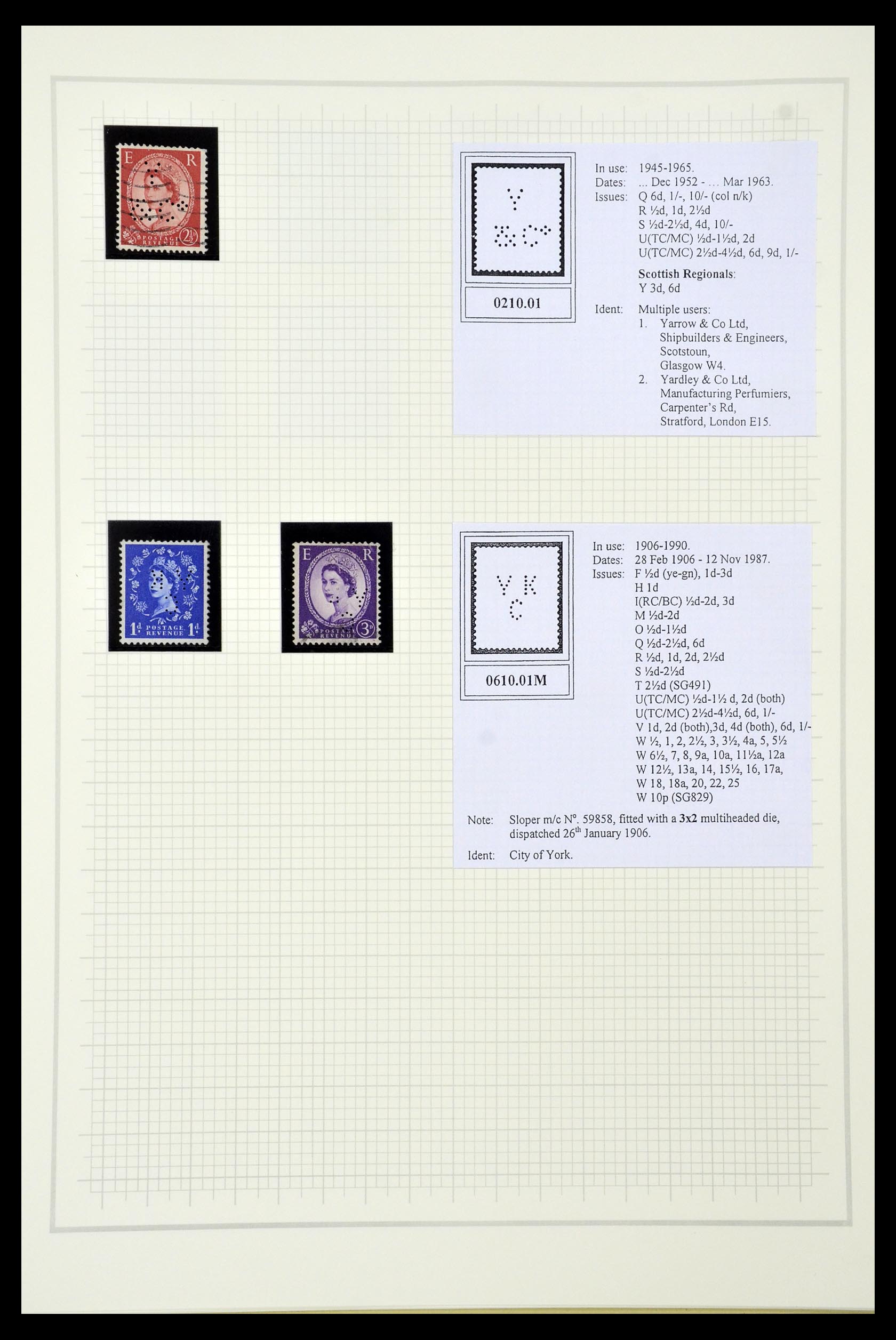 34785 2735 - Stamp Collection 34785 Great Britain perfins 1890-1960.