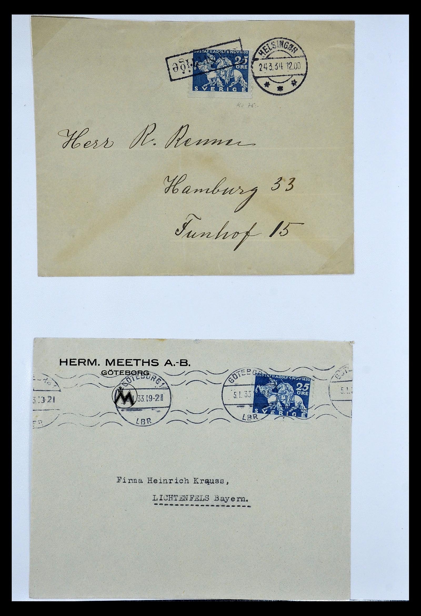 34817 010 - Postzegelverzameling 34817 Zweden brieven 1928-1945.