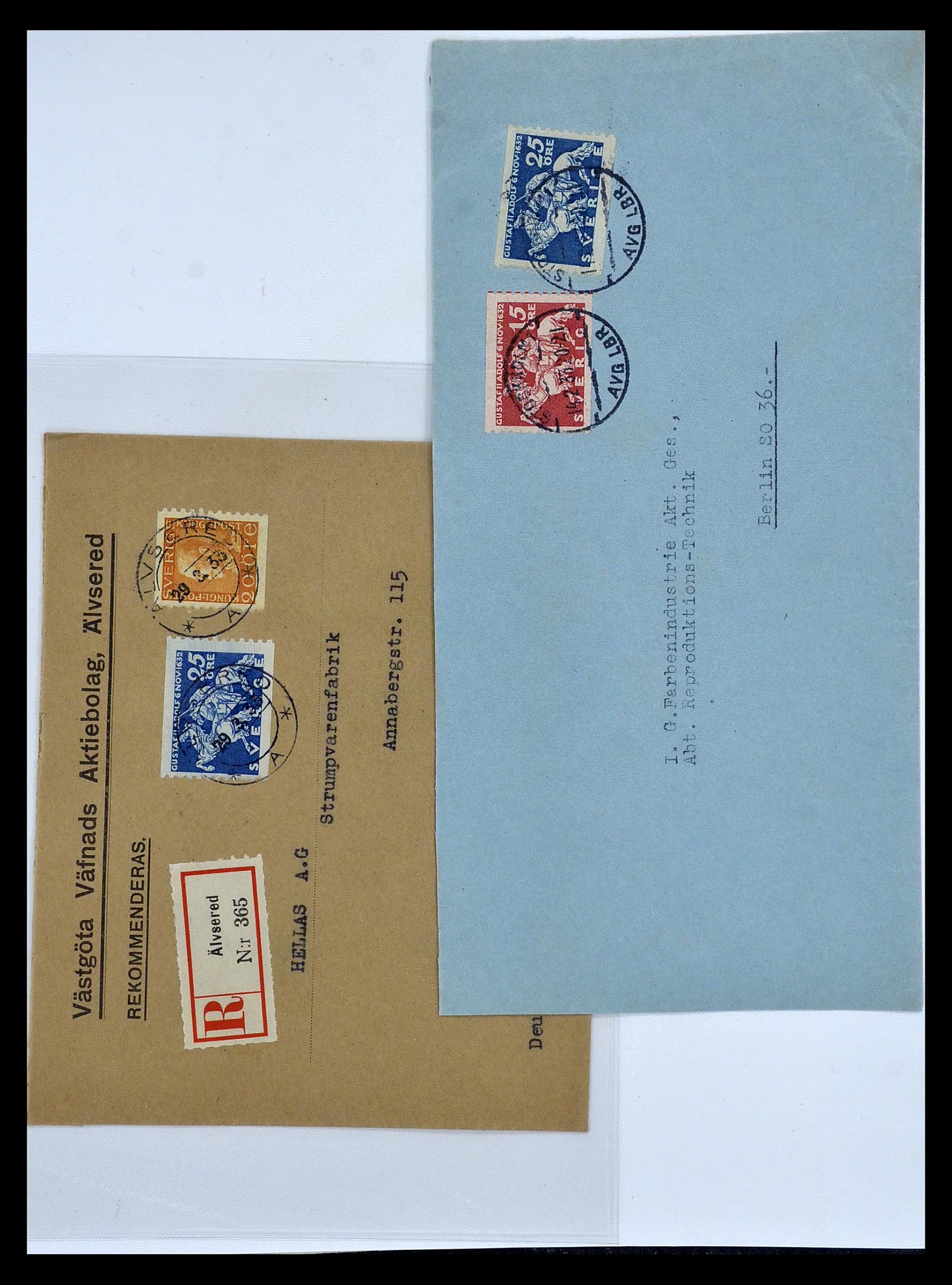 34817 011 - Postzegelverzameling 34817 Zweden brieven 1928-1945.