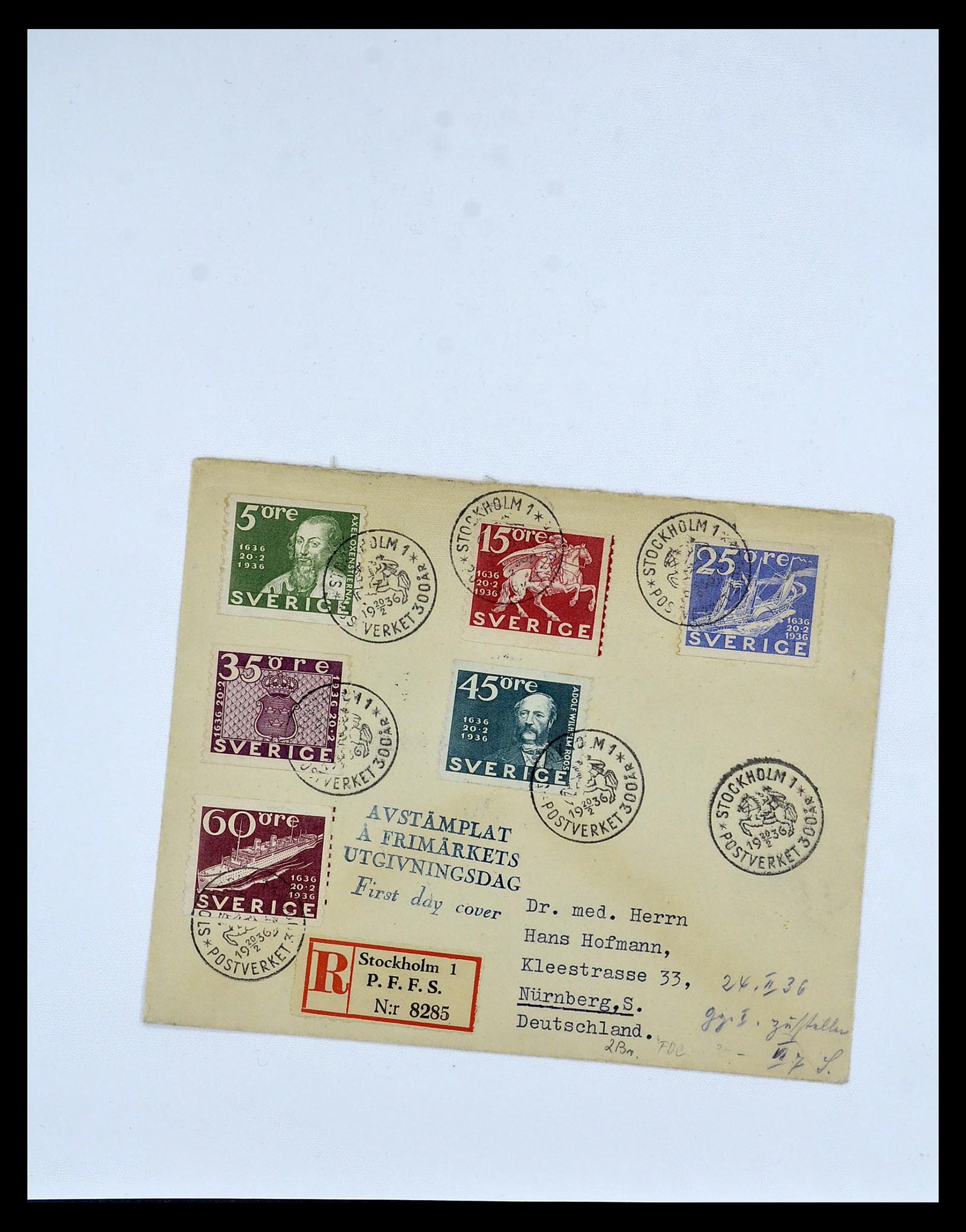 34817 013 - Postzegelverzameling 34817 Zweden brieven 1928-1945.