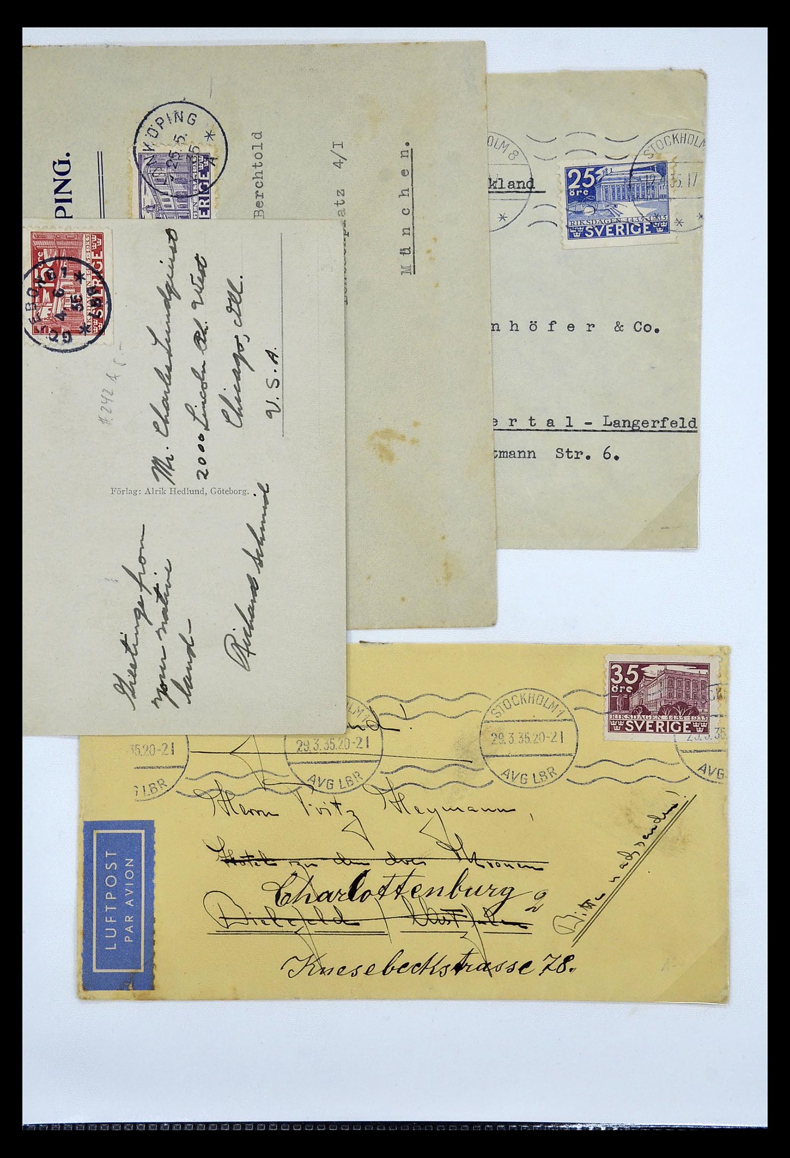 34817 014 - Postzegelverzameling 34817 Zweden brieven 1928-1945.