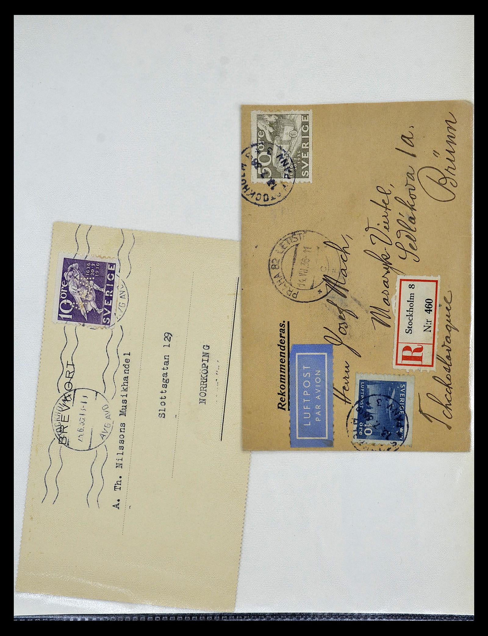 34817 016 - Postzegelverzameling 34817 Zweden brieven 1928-1945.