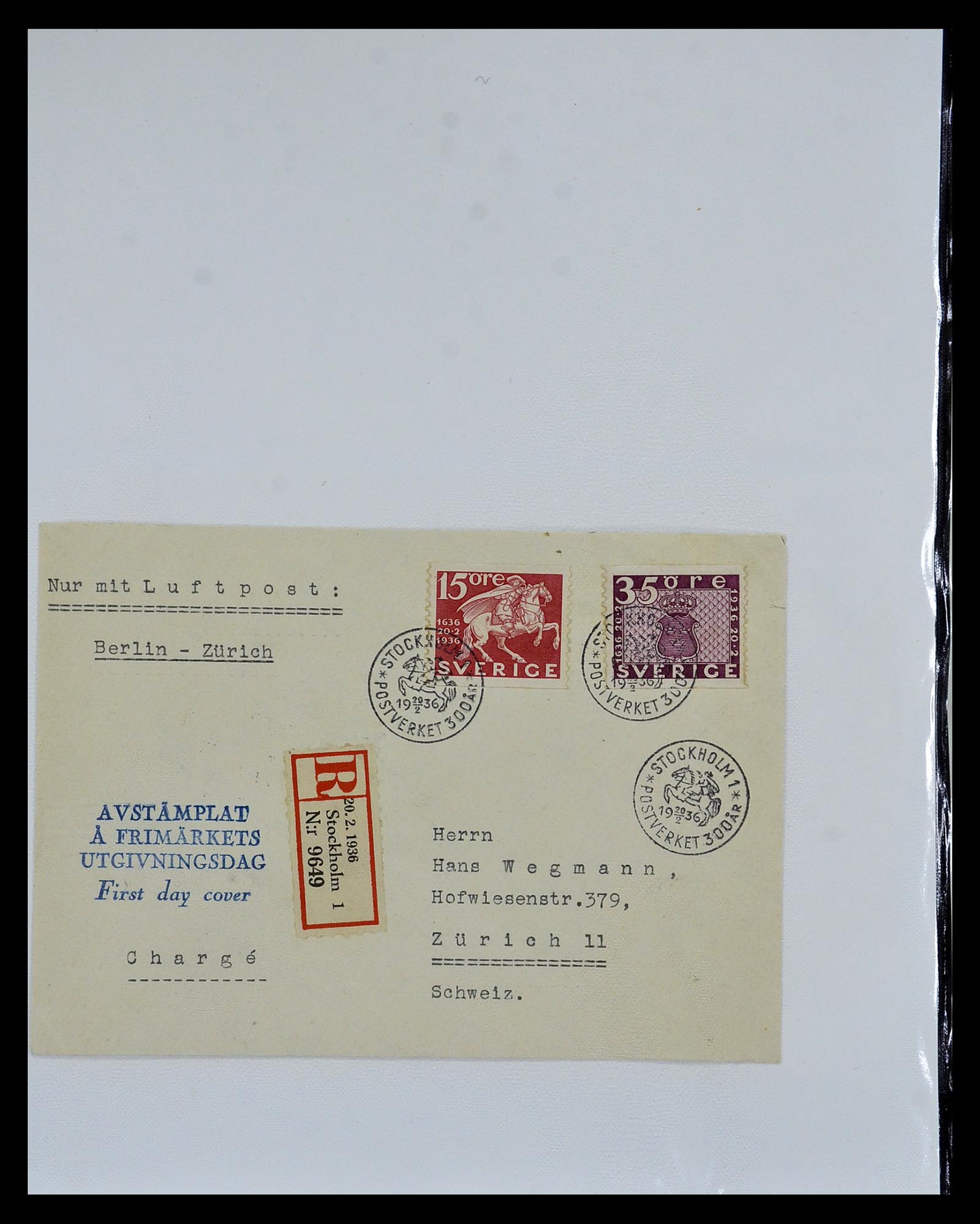 34817 018 - Postzegelverzameling 34817 Zweden brieven 1928-1945.